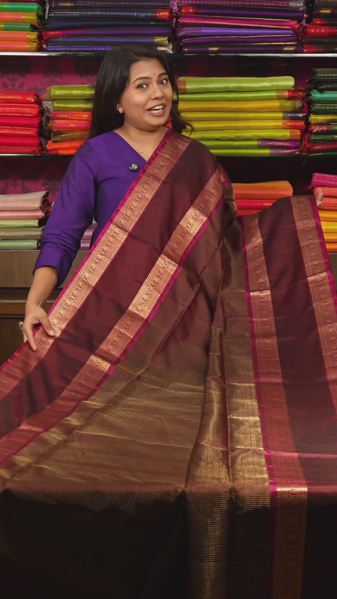 Dark Coffee Brown Payadi Pure Soft Silk Saree