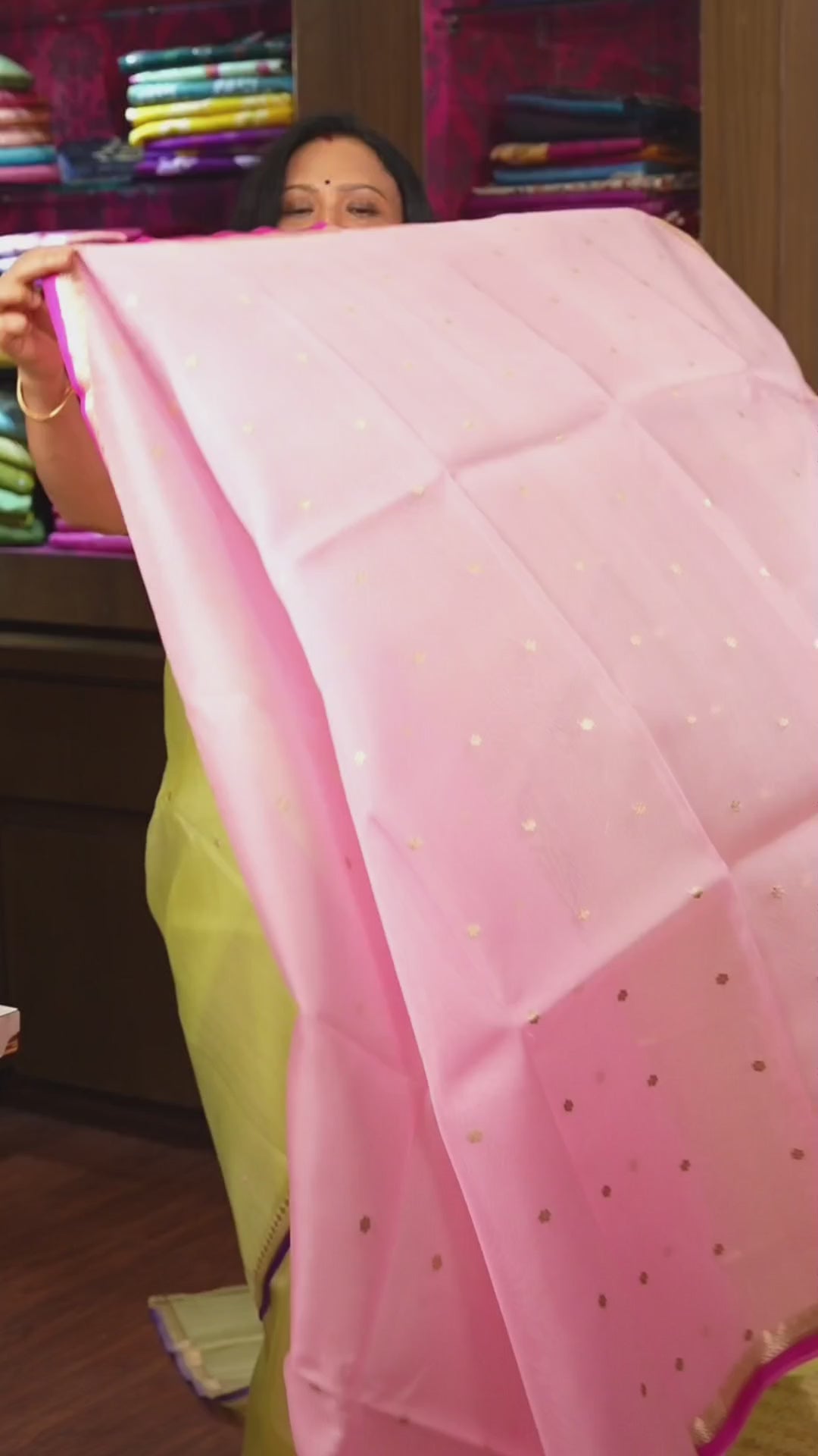 Rose Milk Pink Banarasi Kora Organza Silk saree