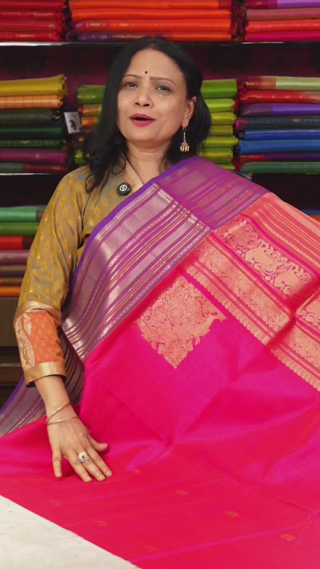 Rani Pink With Purple Chettinad Silk Cotton Saree