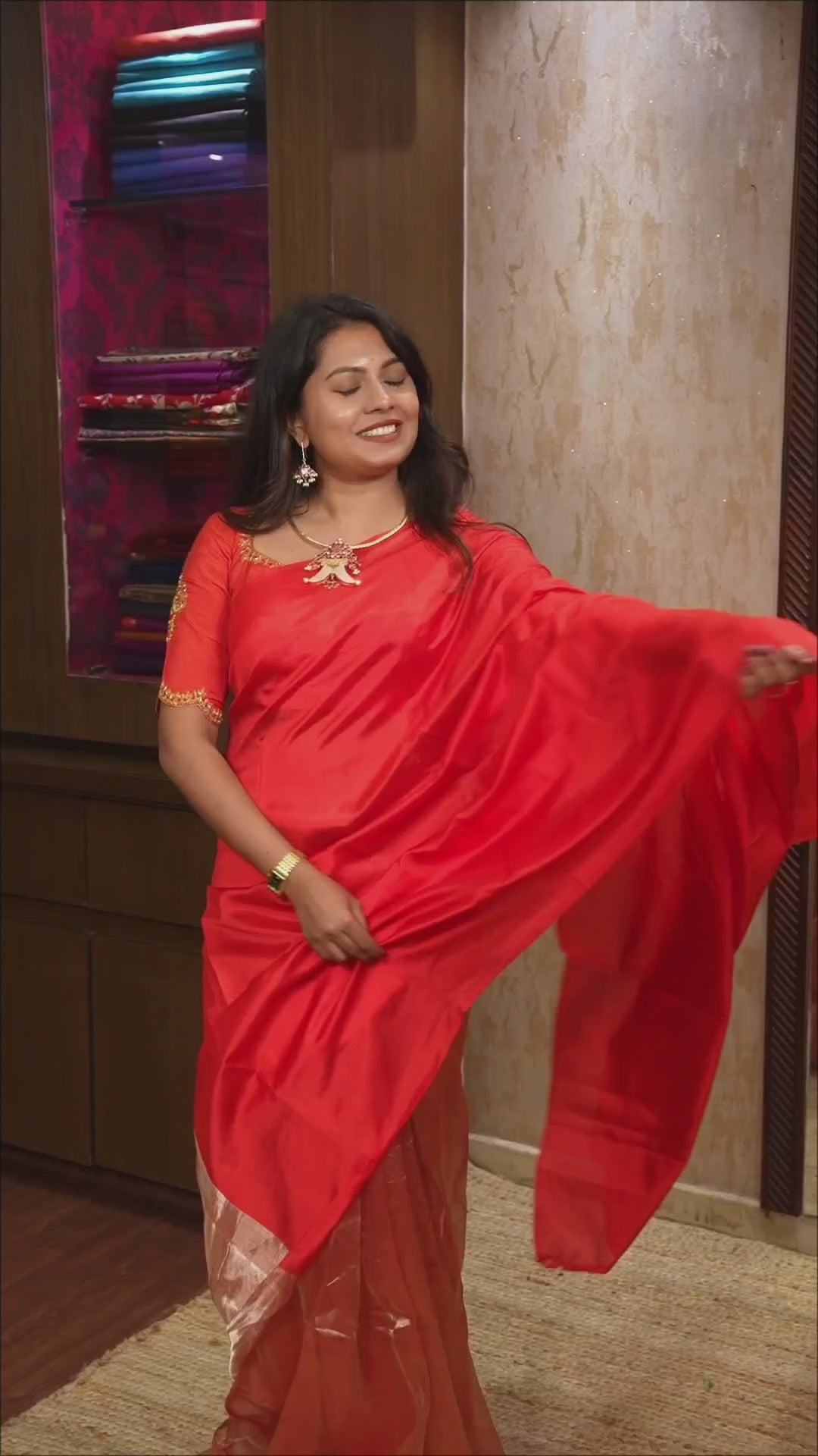 Red With Golden Banarasi Tissue Saree