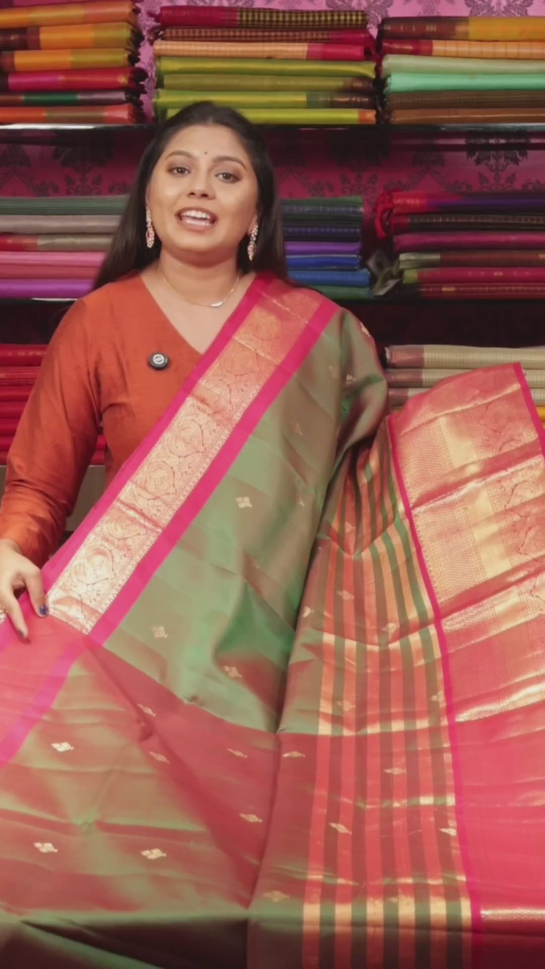 Green With Rani Pink Budget Kanchivaram Silk Saree
