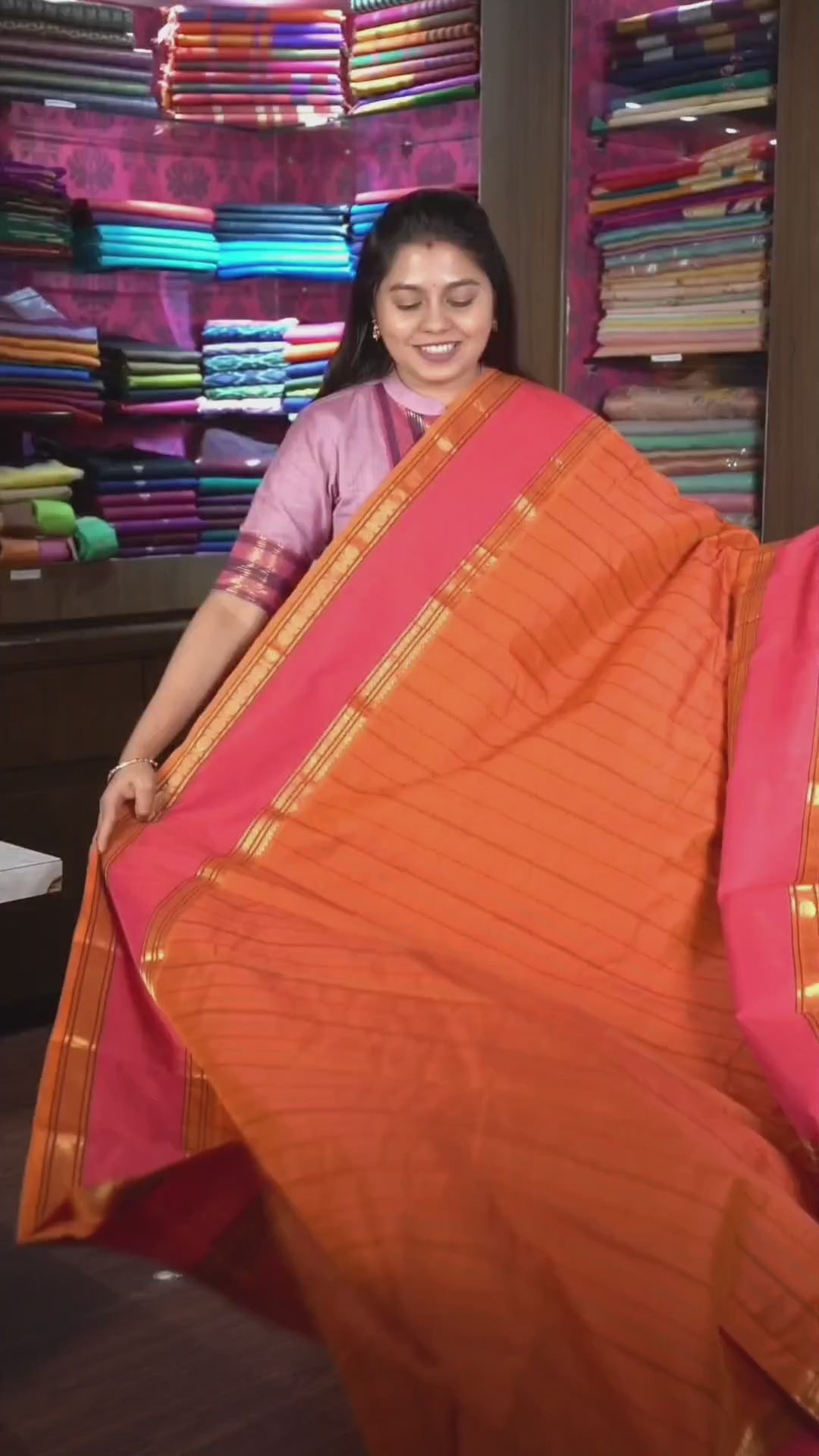 Orange With Pink Budget Silk Cotton Saree