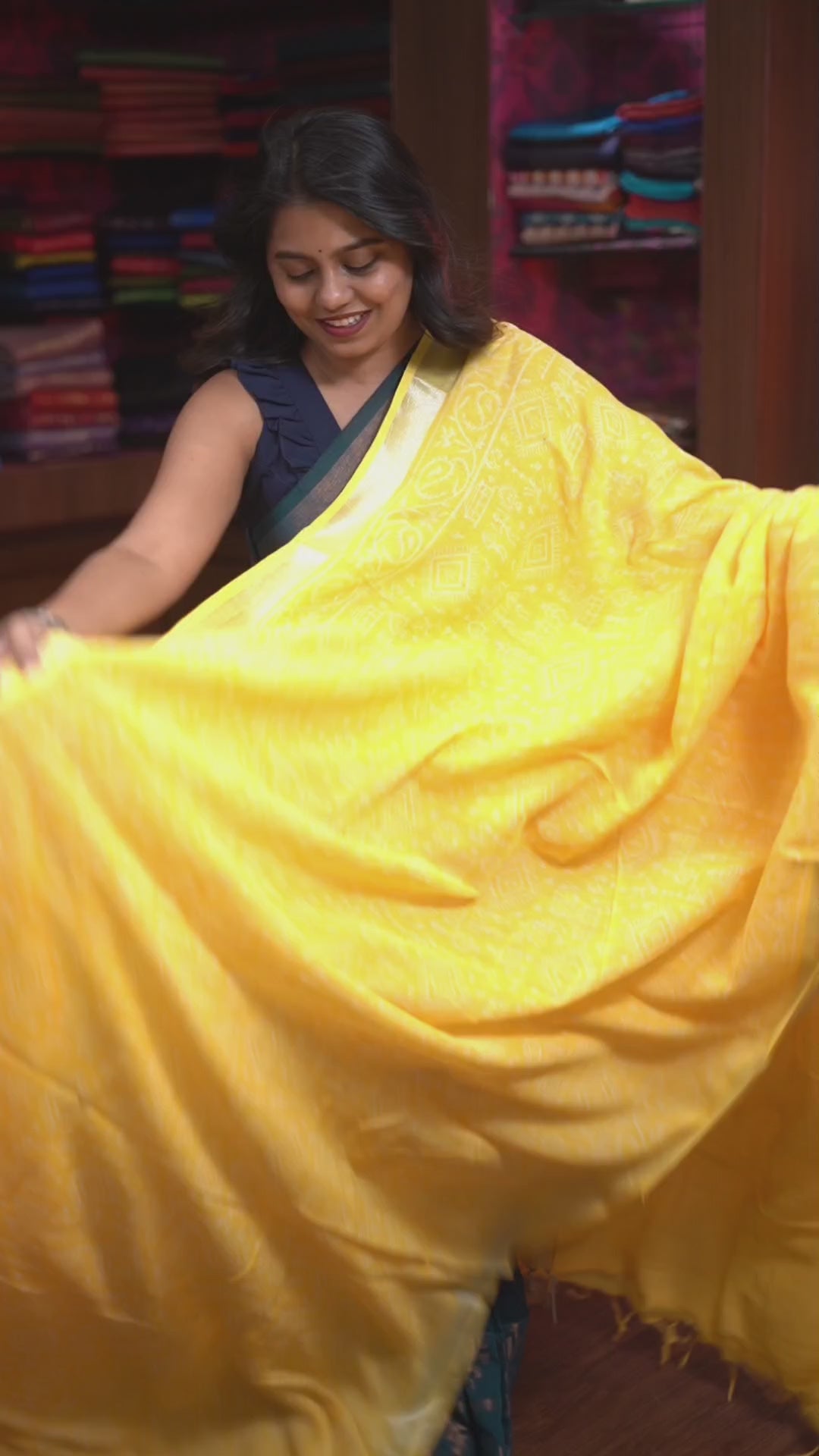 Yellow Linen Cotton Saree