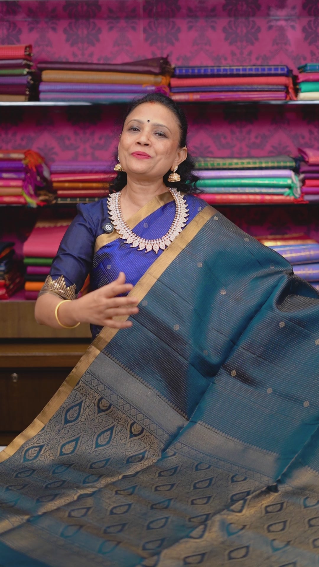 Steel Blue Vairaoosi Pure Soft Silk Saree