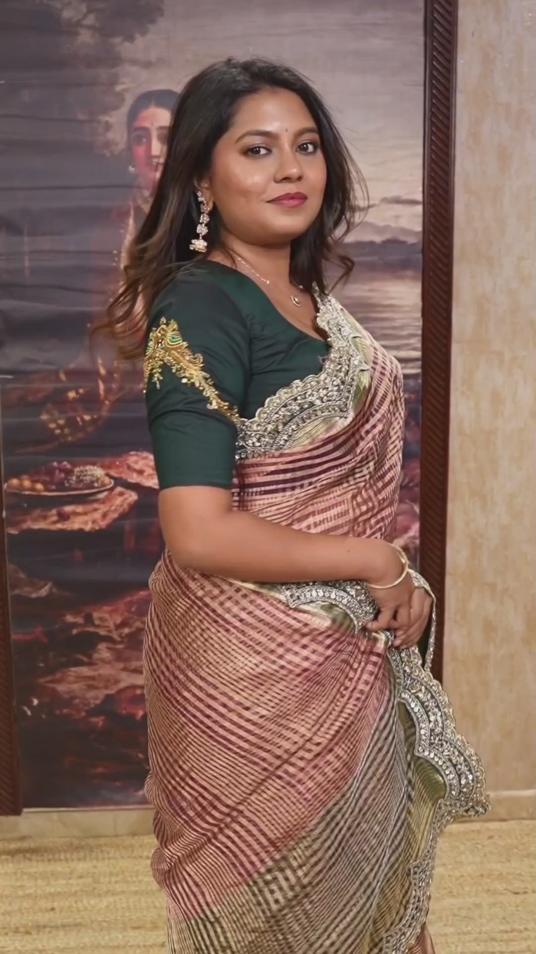 Purple With Green Radhe Leela Pure Chanderi Designer Silk Saree