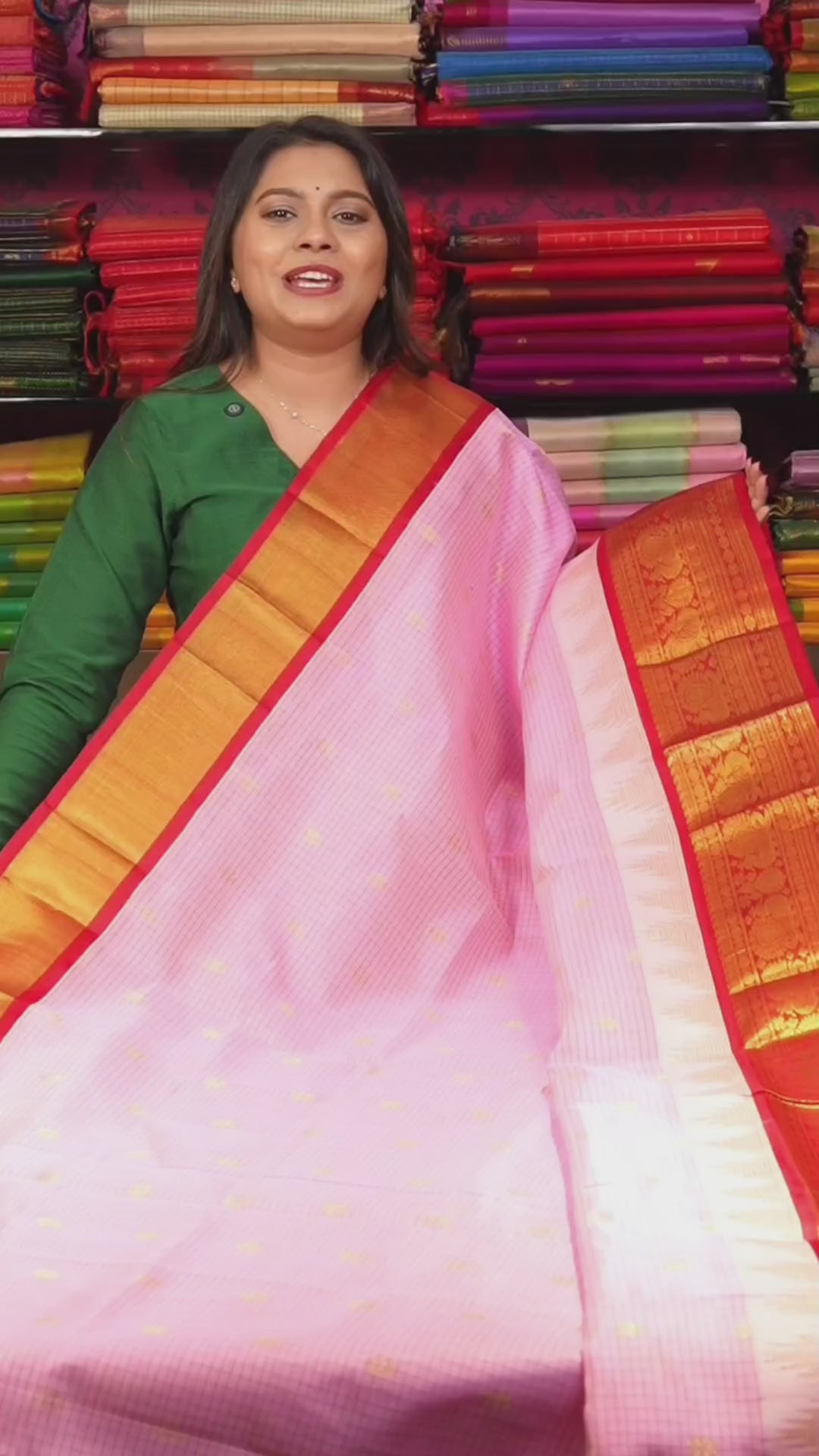 Pink With Red Pure Silk Cotton Saree