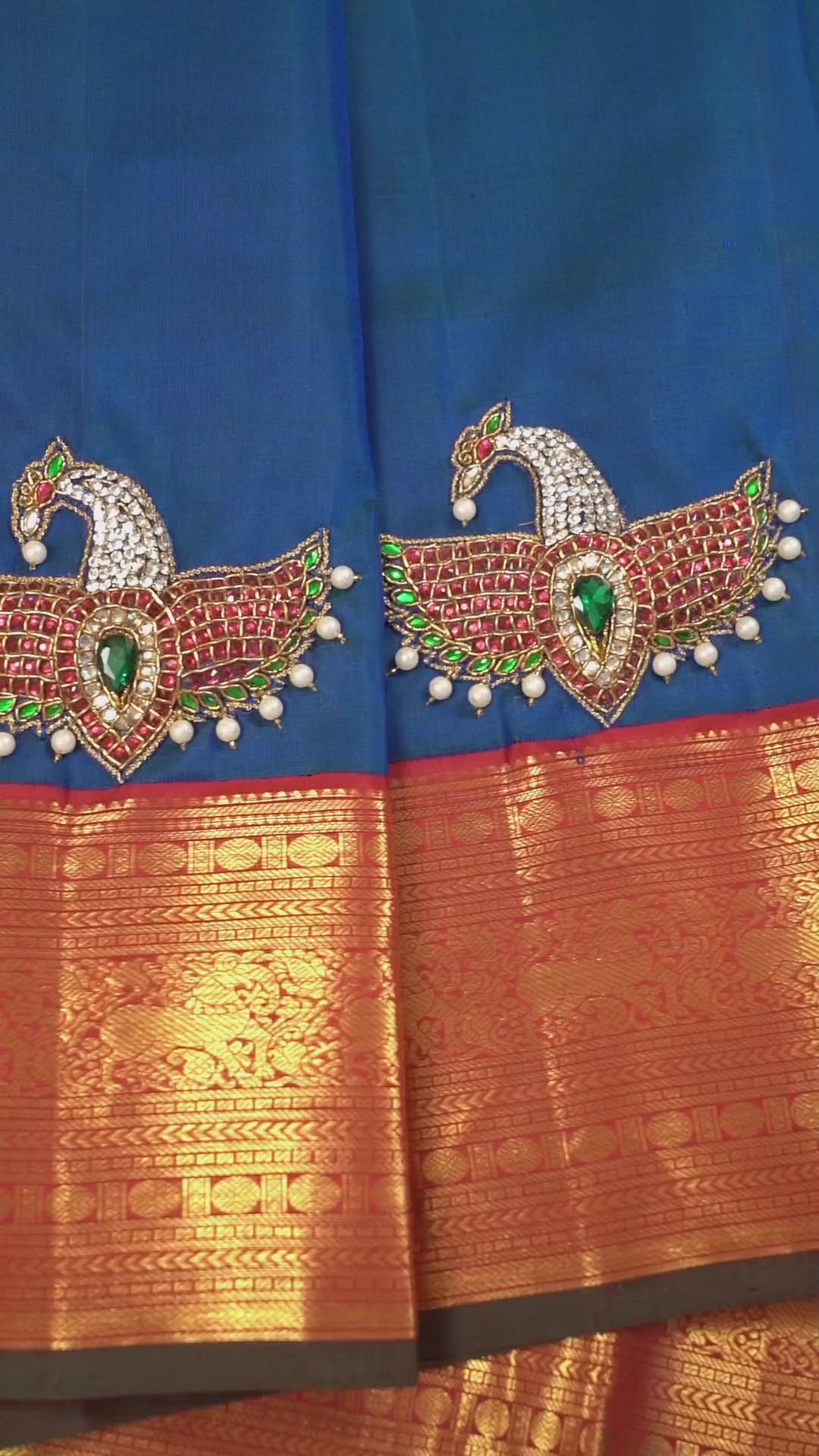 Peacock Blue Mayapakshi Designer Pure Kanchivaram Silk Saree