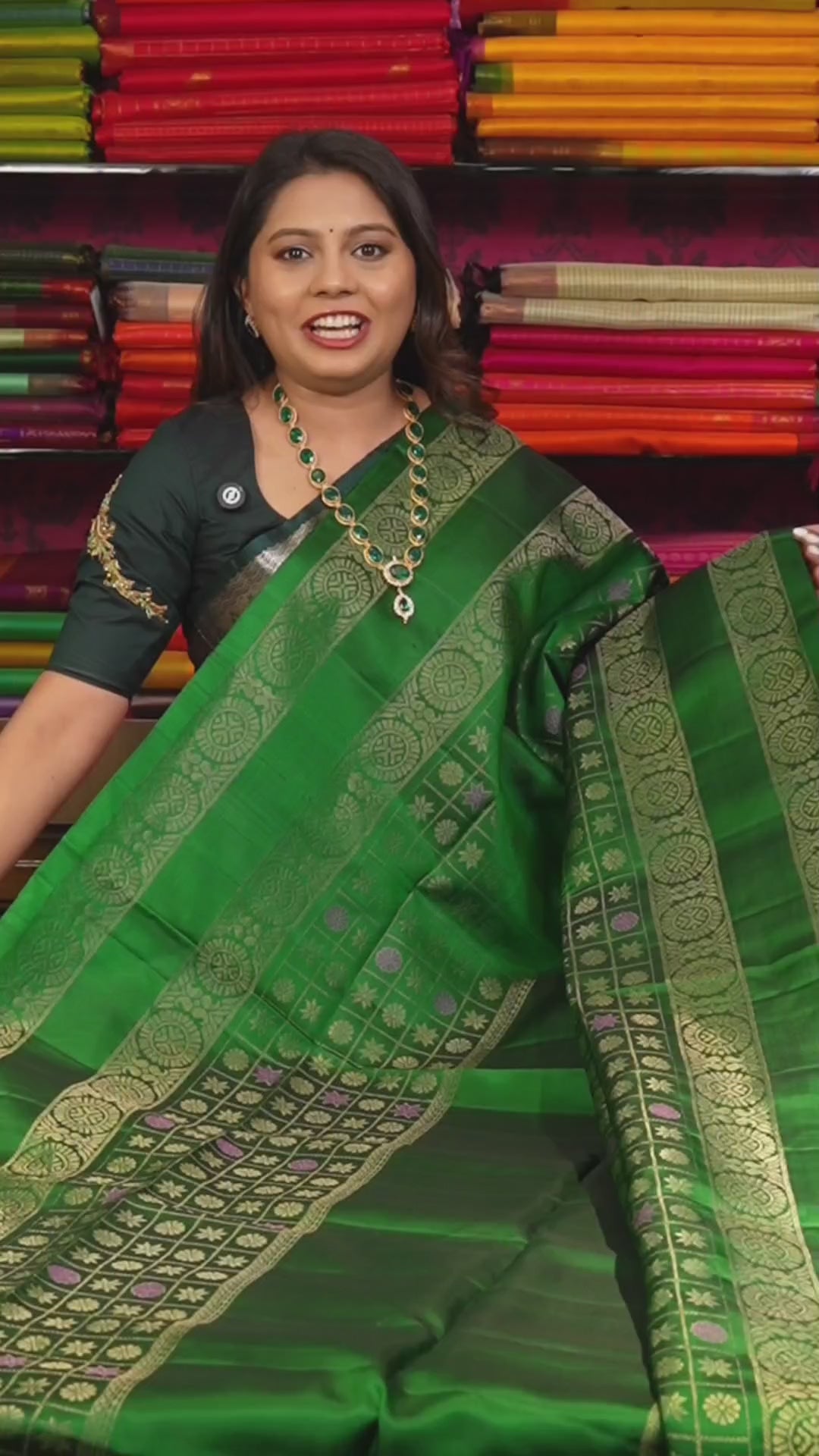 Meenakshi Green Athangudi Inspired Pure Soft Silk Saree