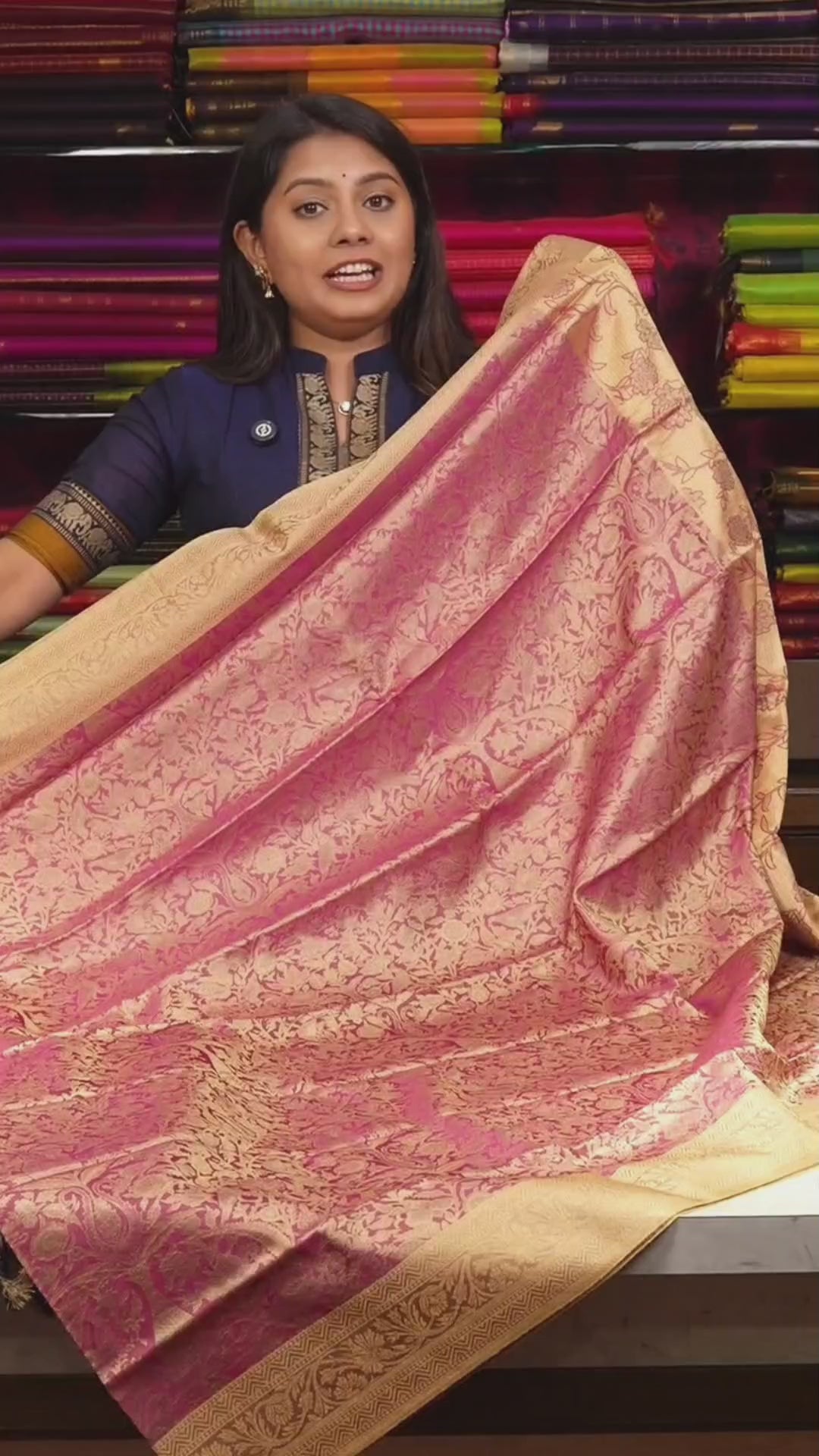 Pink Pashmina Silk Saree