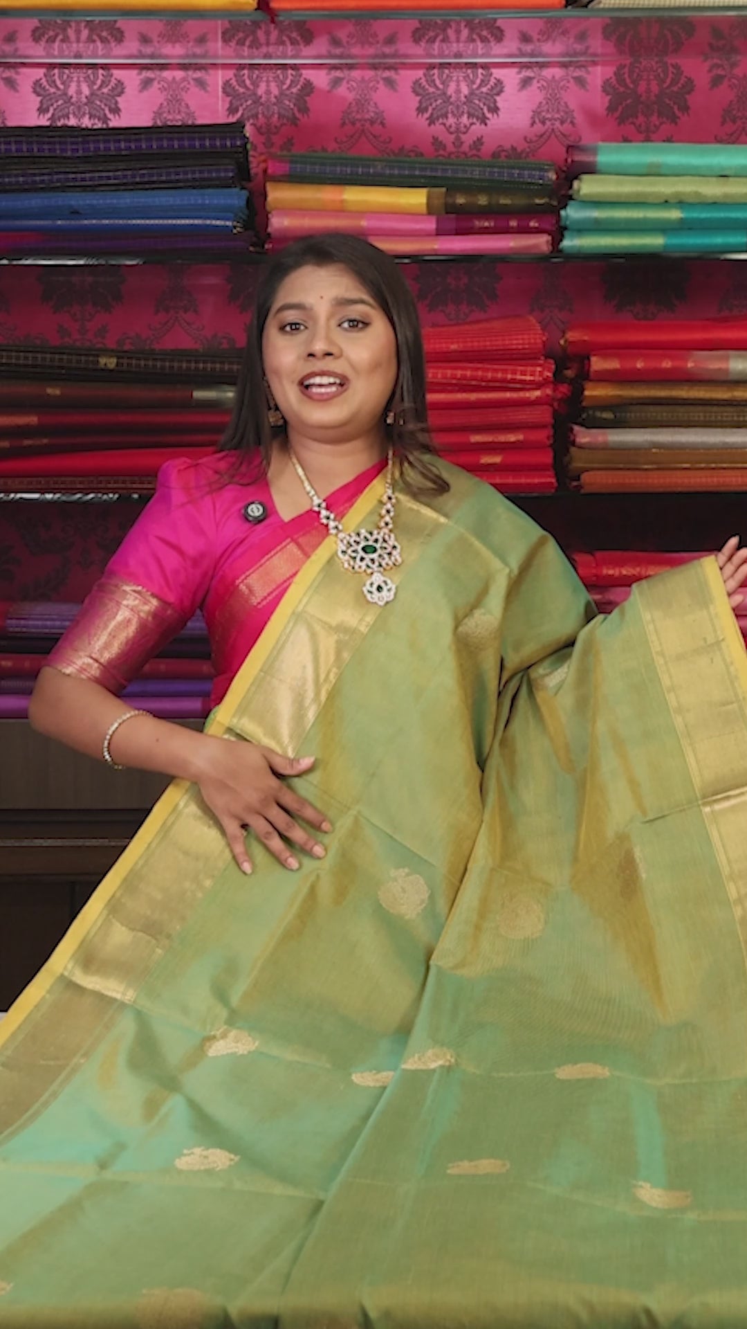 Parrot Green Chettinad Silk Cotton Saree