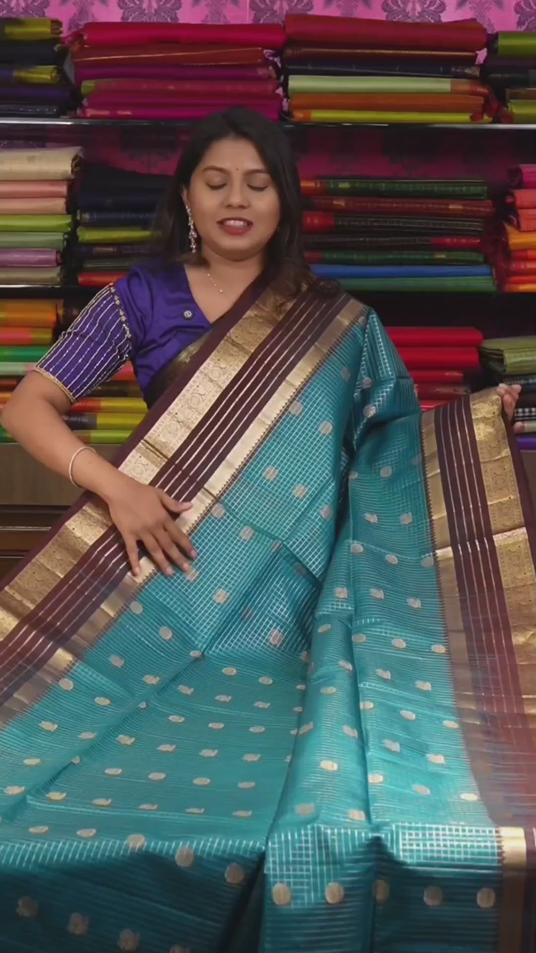 Ramar Blue With Cocoa Bean Brown Pure Soft Silk Saree