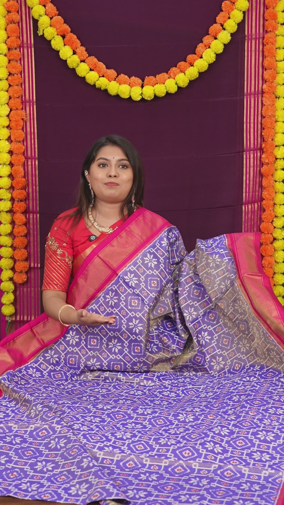 Lavender With Pink Pochampally Tissue Silk Saree