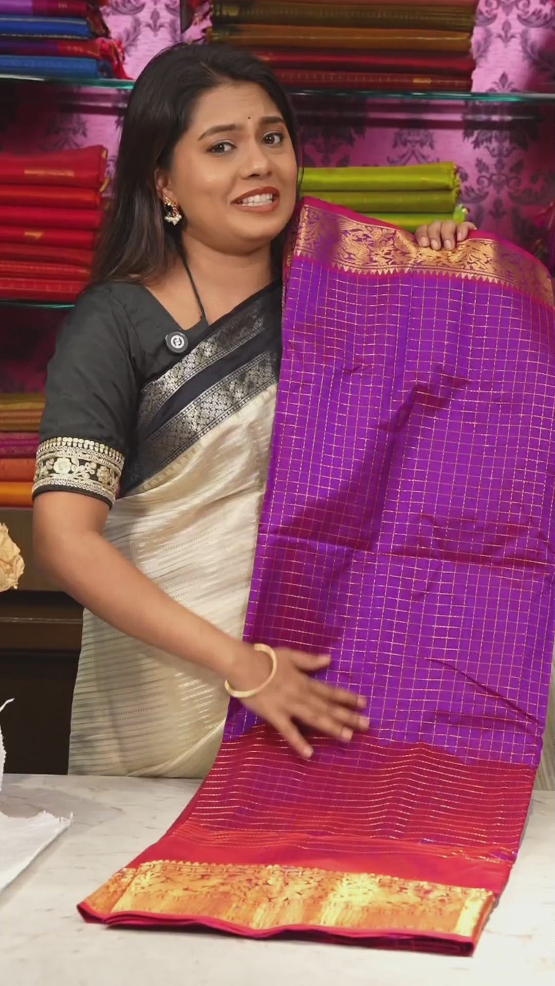Purple Pure Silk Cotton Saree