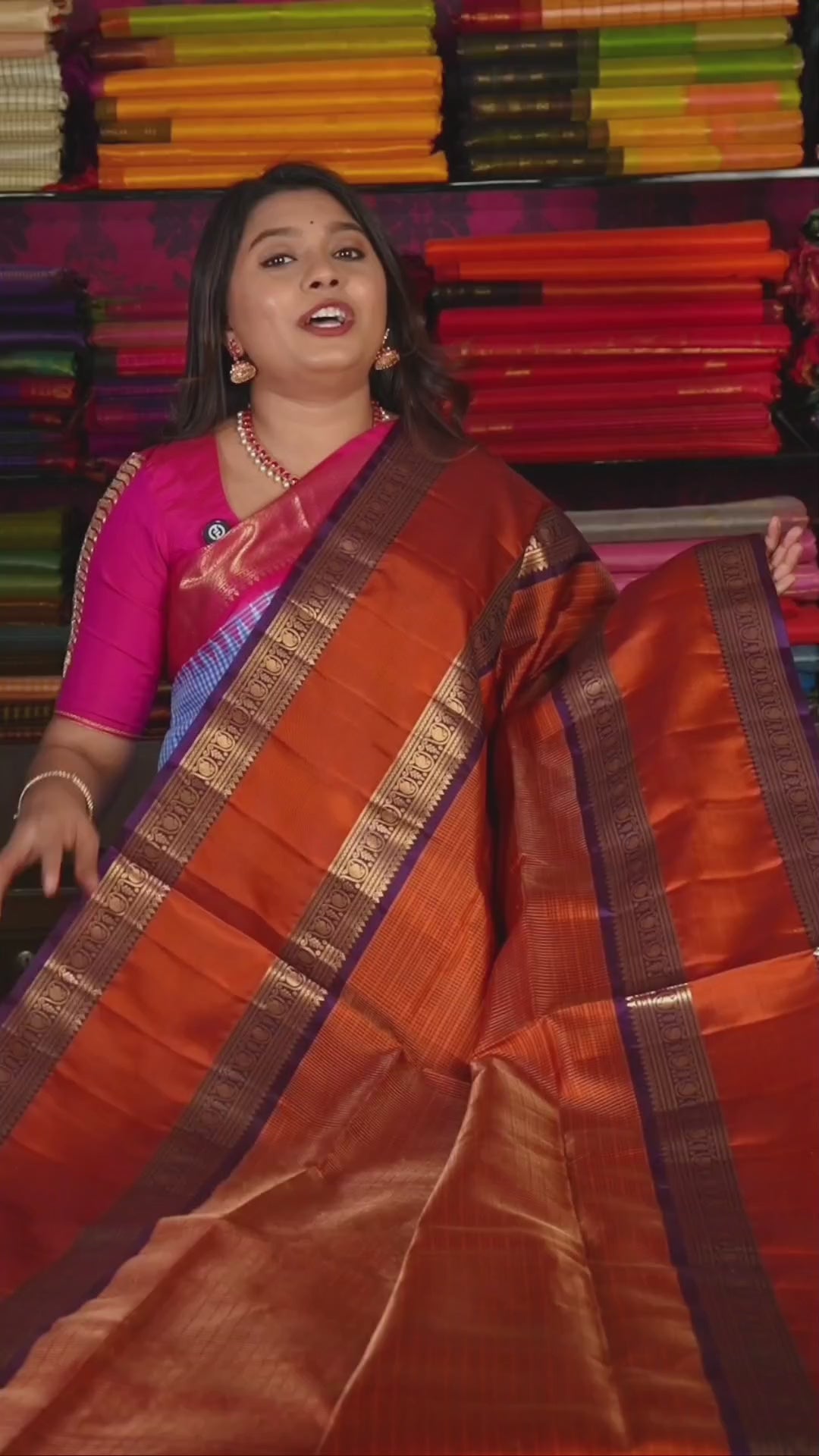 Red With Purple Rettapetta Border Payadi Pure Soft Silk Saree