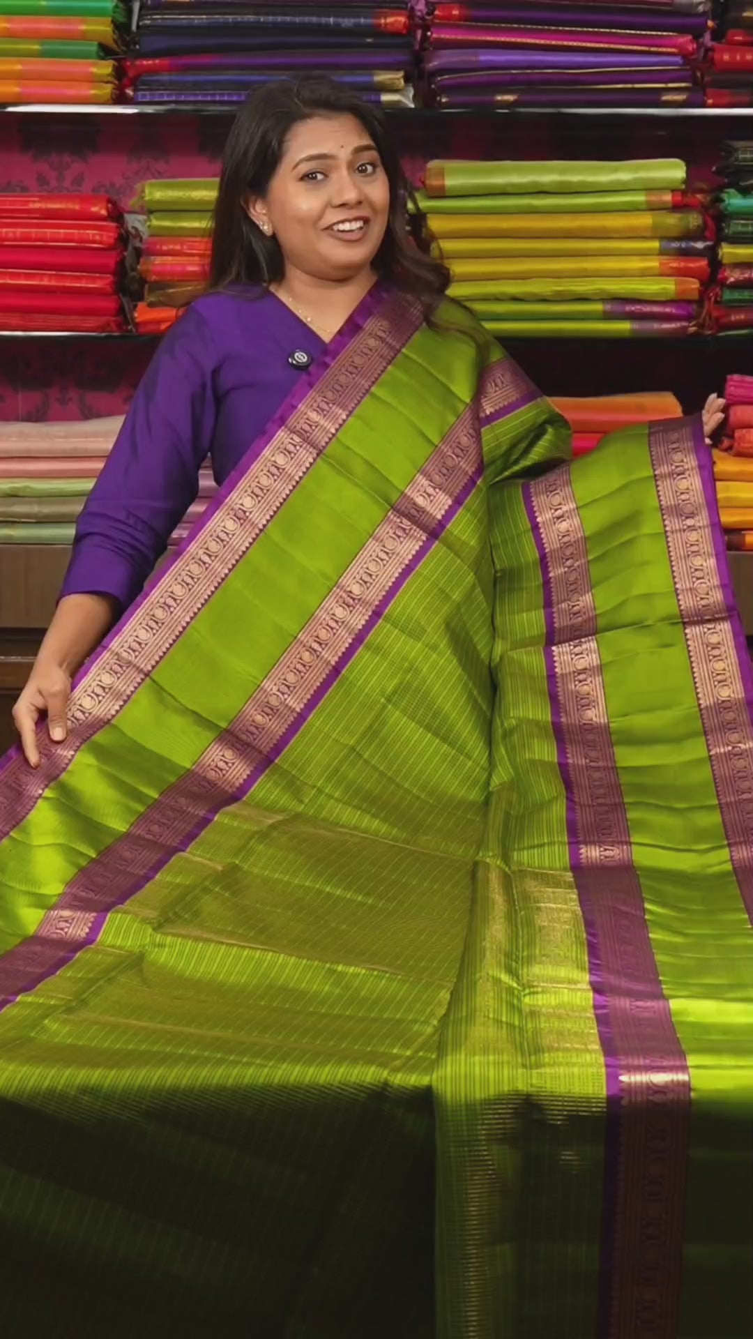 Parrot Green Payadi  Pure Soft Silk Saree