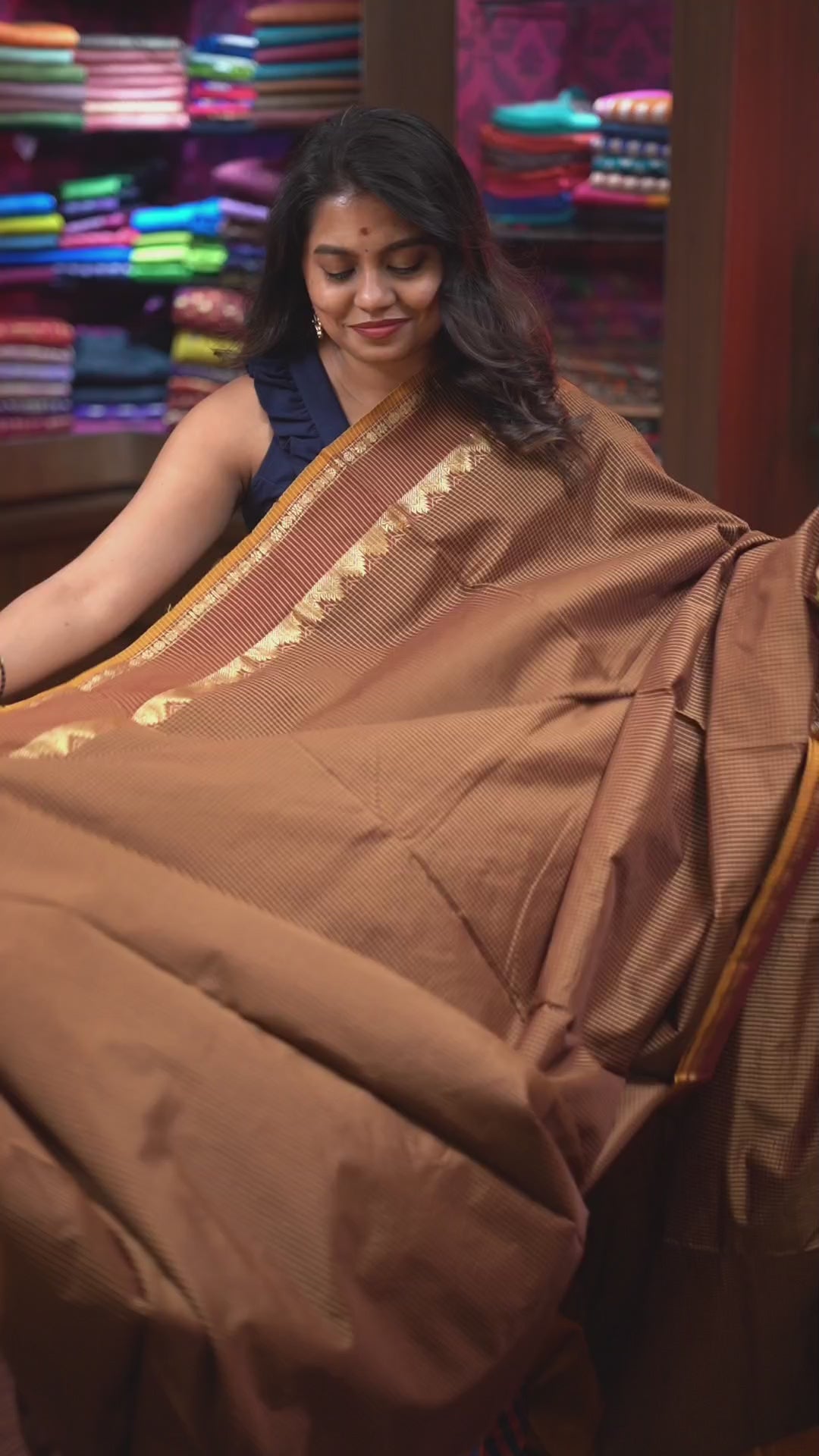 Brown Semi Silk Cotton Saree