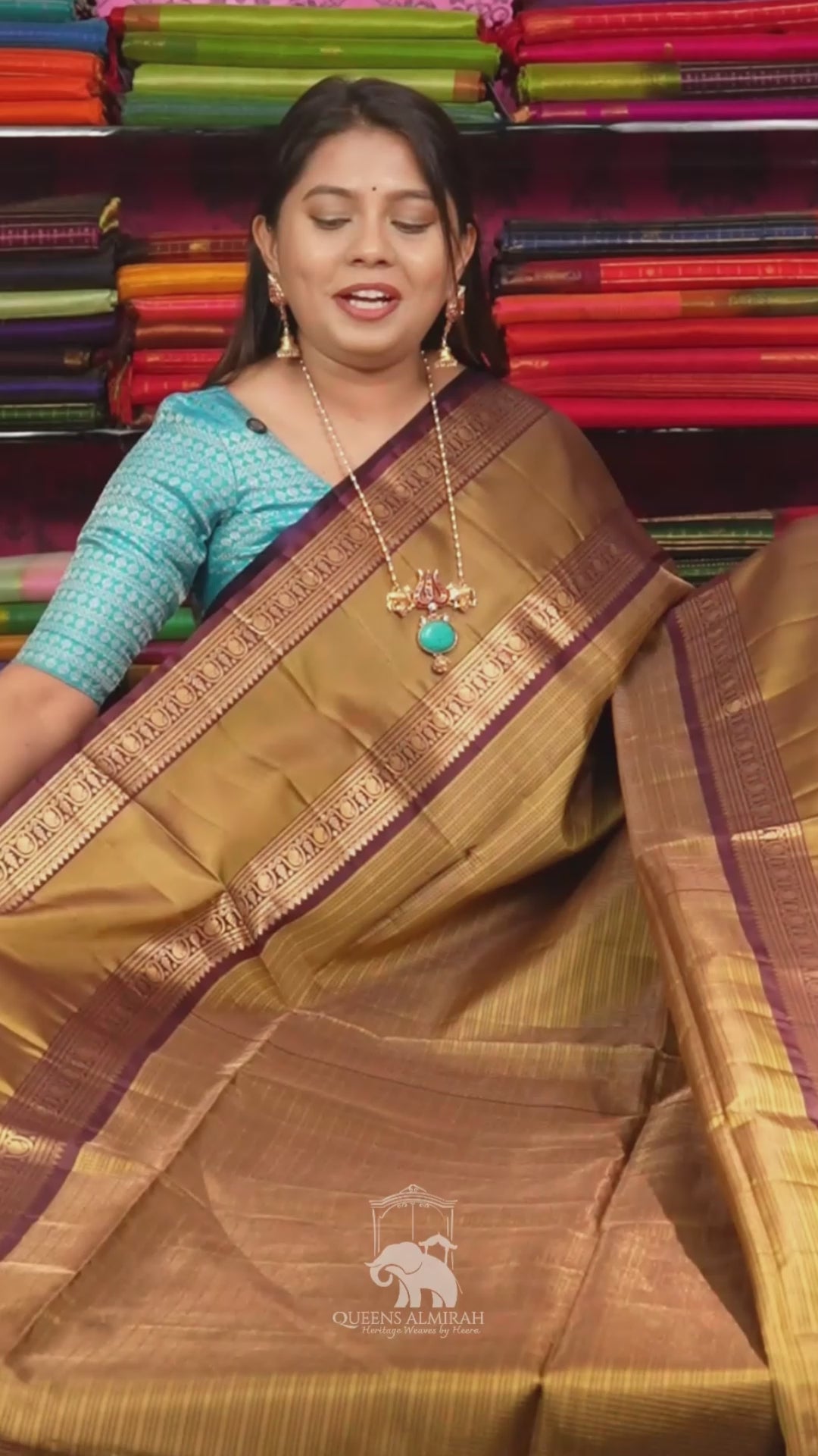 Sandal With Brown Pure Soft Silk Saree
