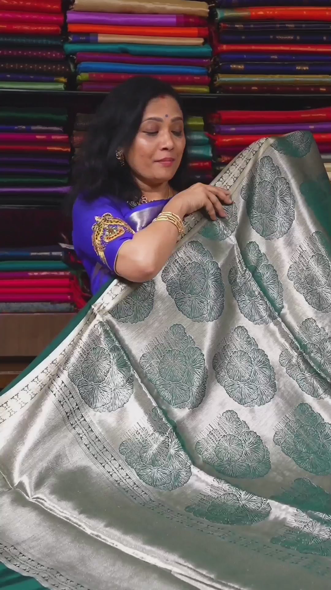 Dark Green Banarasi Silk Saree