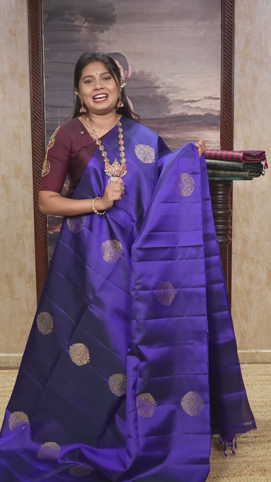 Violet Pure Soft Silk Saree