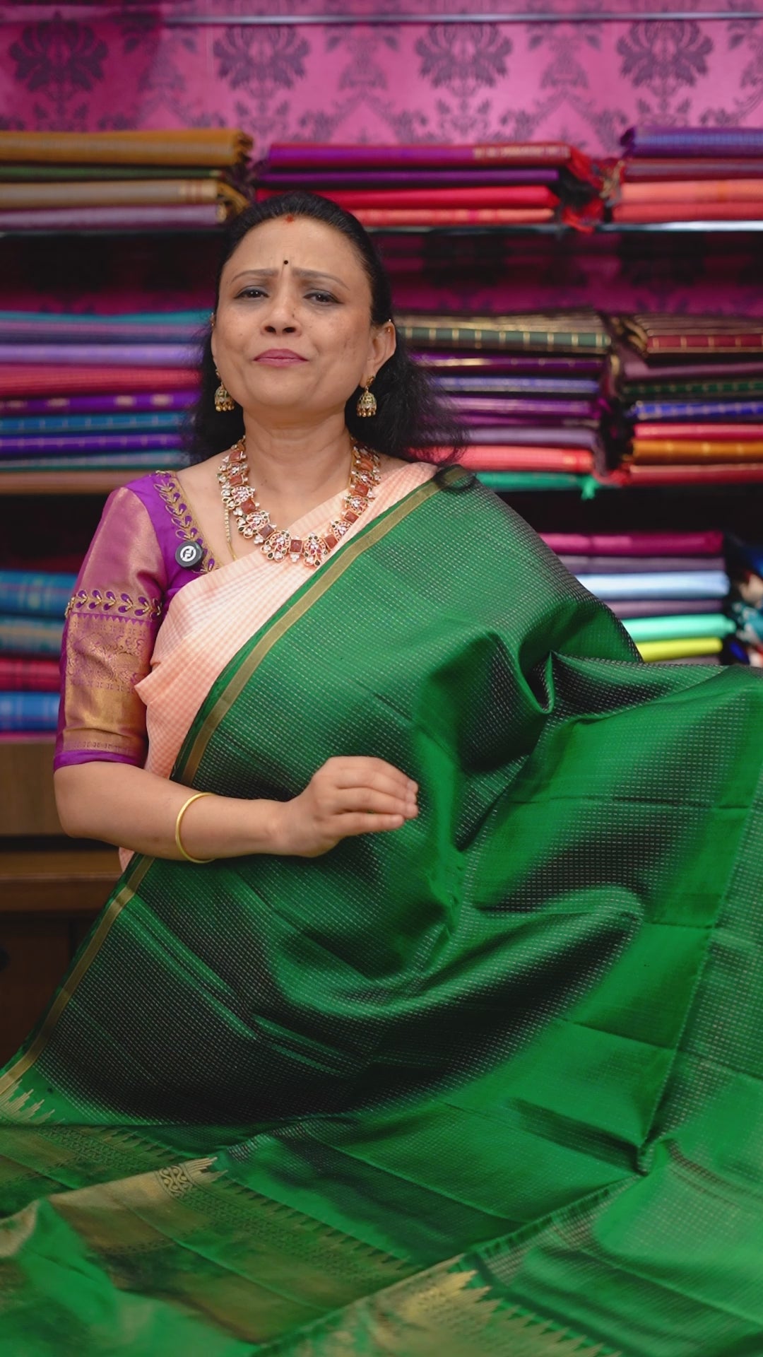 Dark Green Pure Soft Silk Saree 1