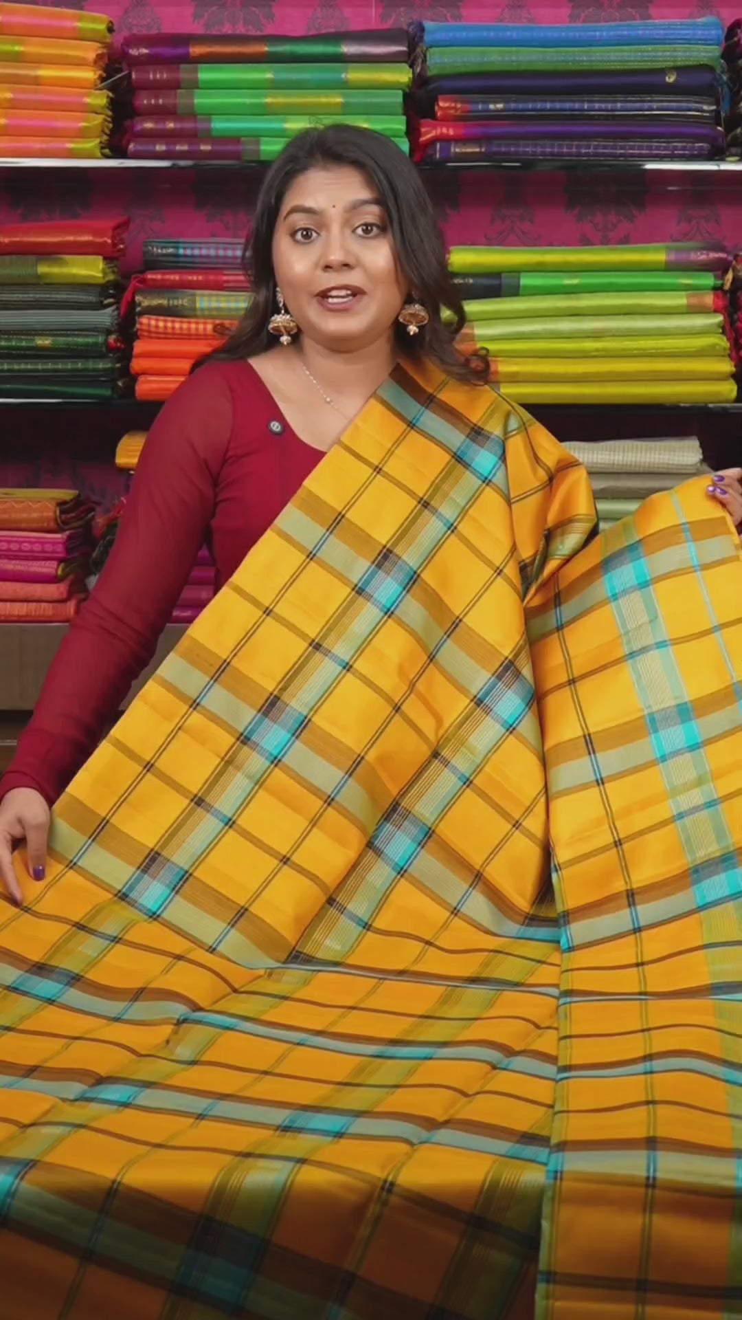 Yellow With Blue Pure Soft Silk Saree