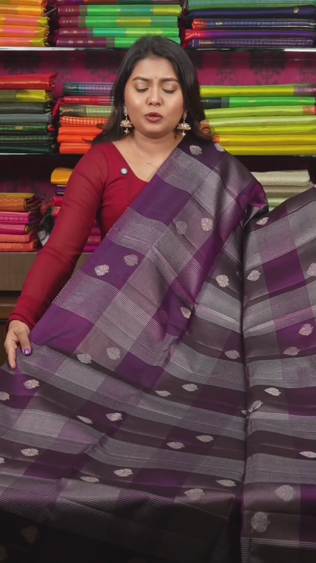 Purple Vairaoosi Kattam Pure Soft Silk Saree