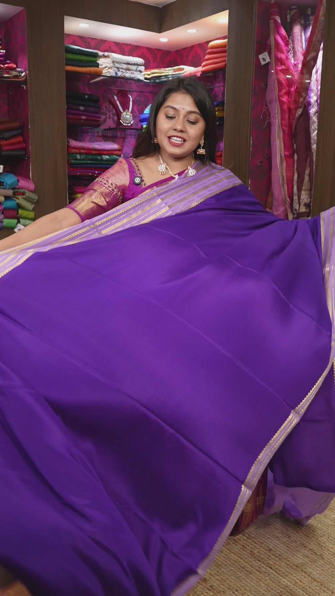 Brinjal Purple With Lilac Mysore Silk Saree