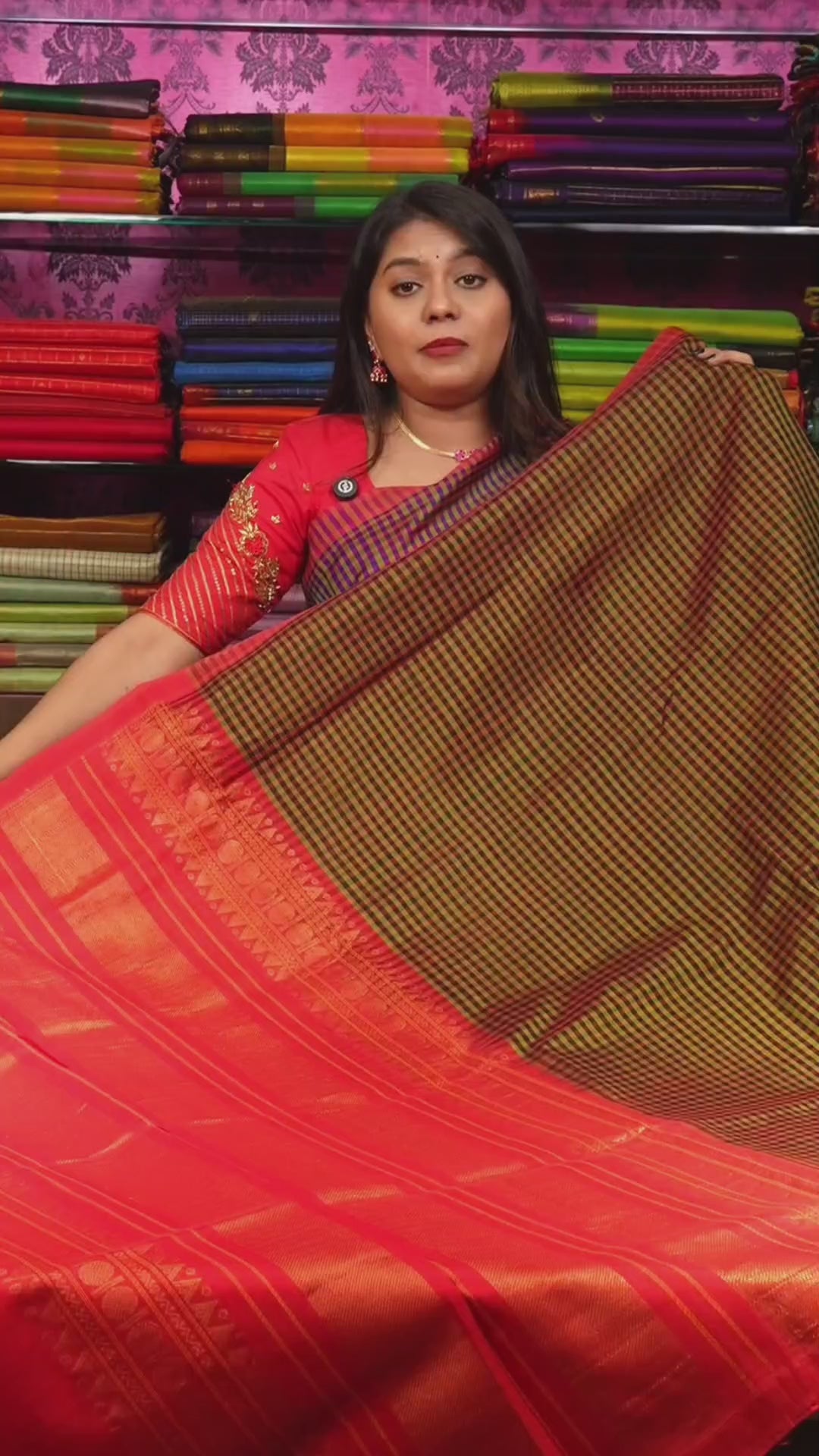 Multi Color Kattam Pure Silk Cotton Saree