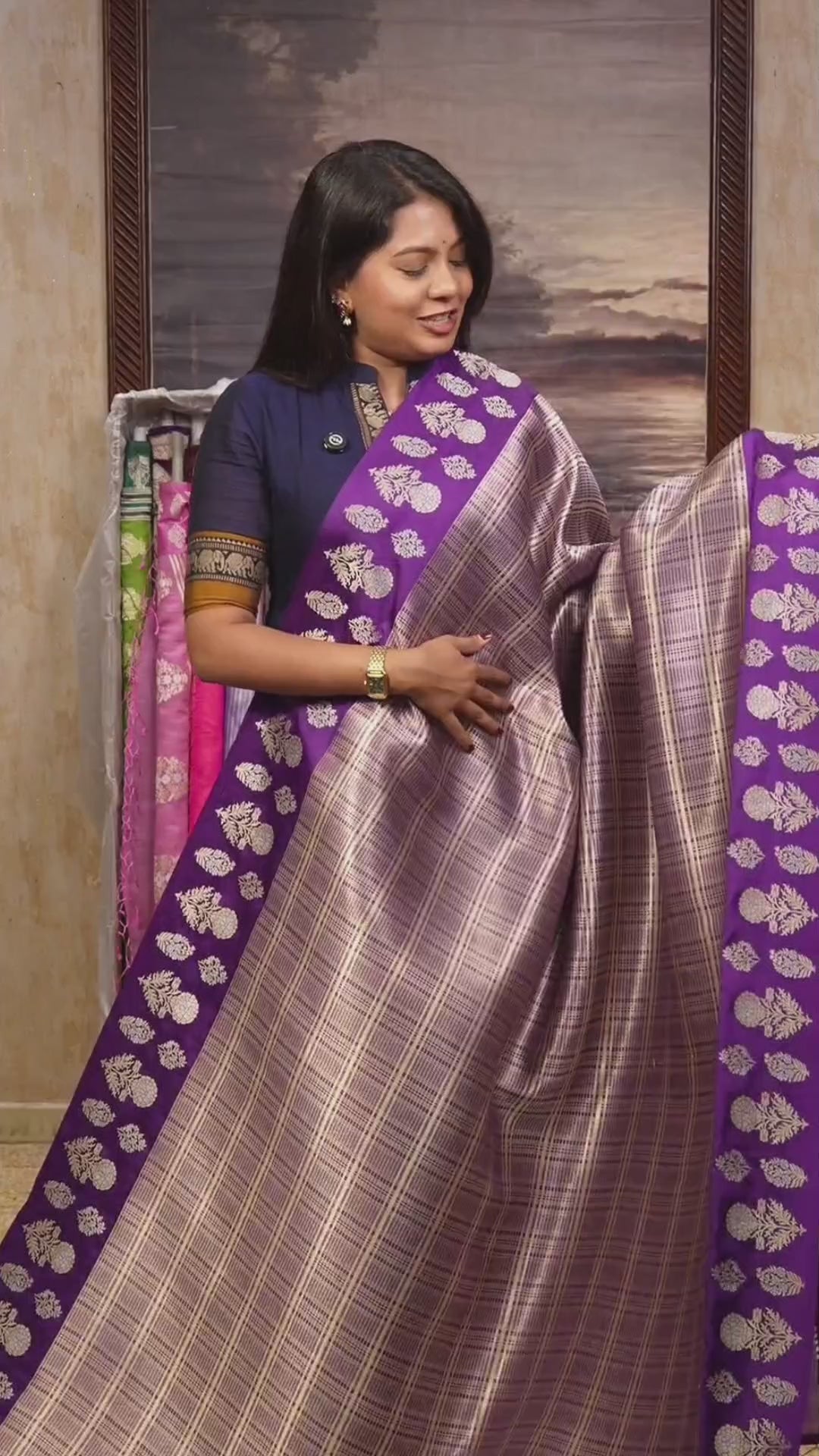 Purple Banarasi Soft Silk Saree