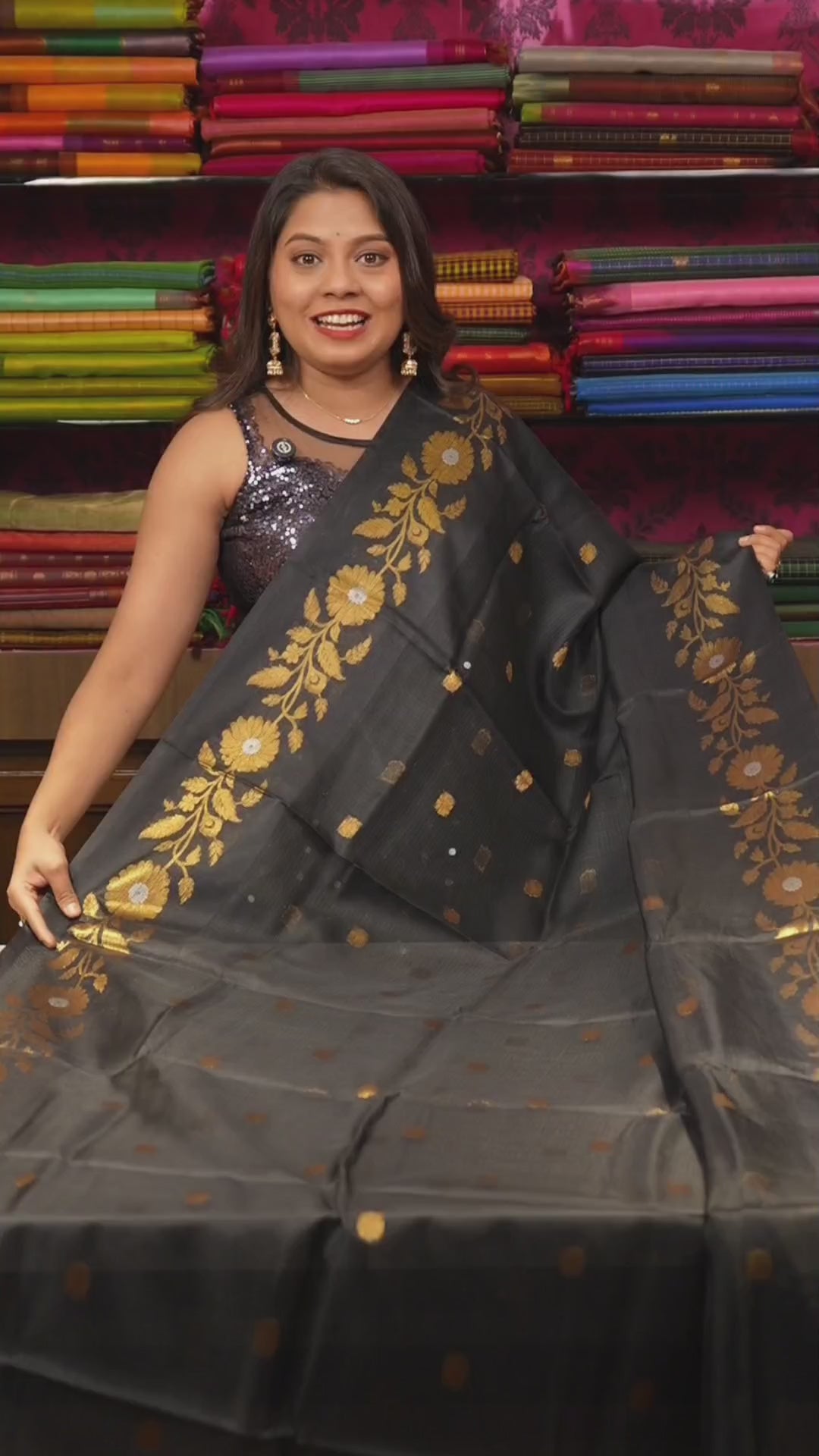 Black Semi Kota Silk Cotton Saree