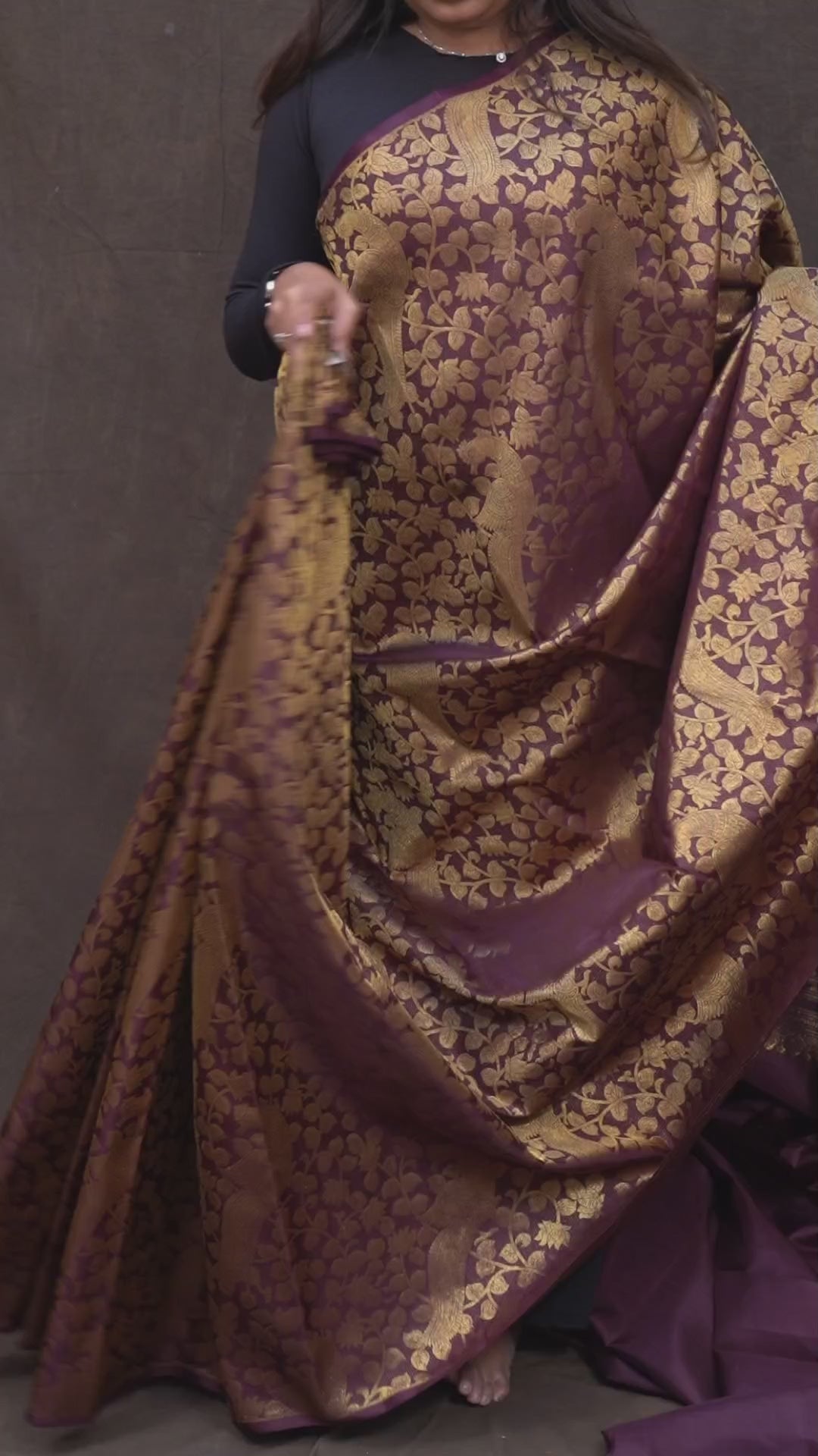 Dark Burgundy kanchivaram Silk Saree