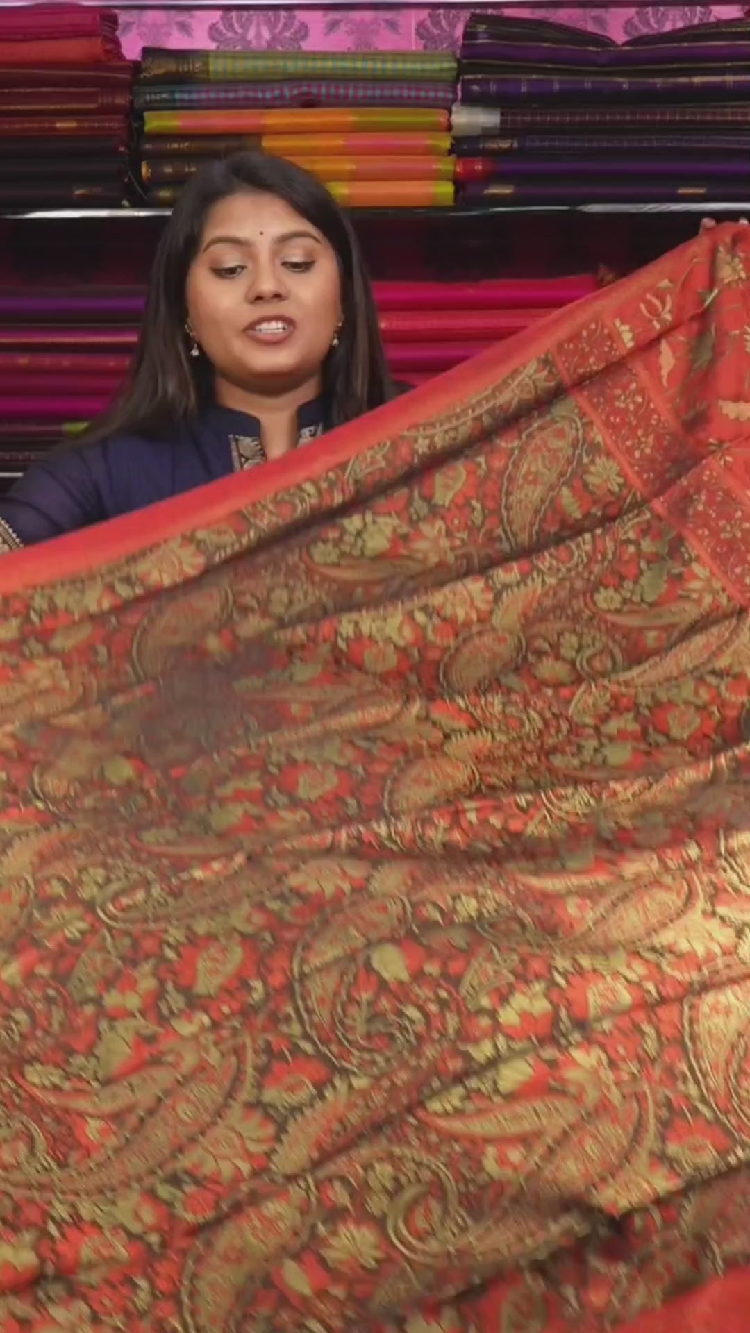 Rust Orange Pashmina Silk Saree