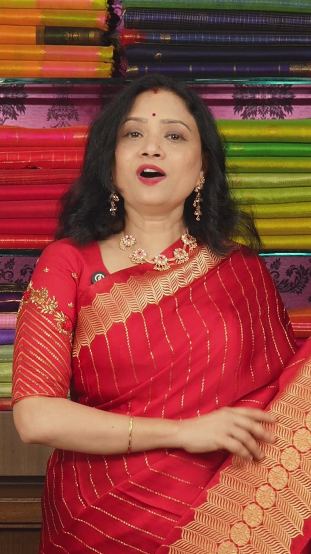 Red Banarasi Satin Silk Saree