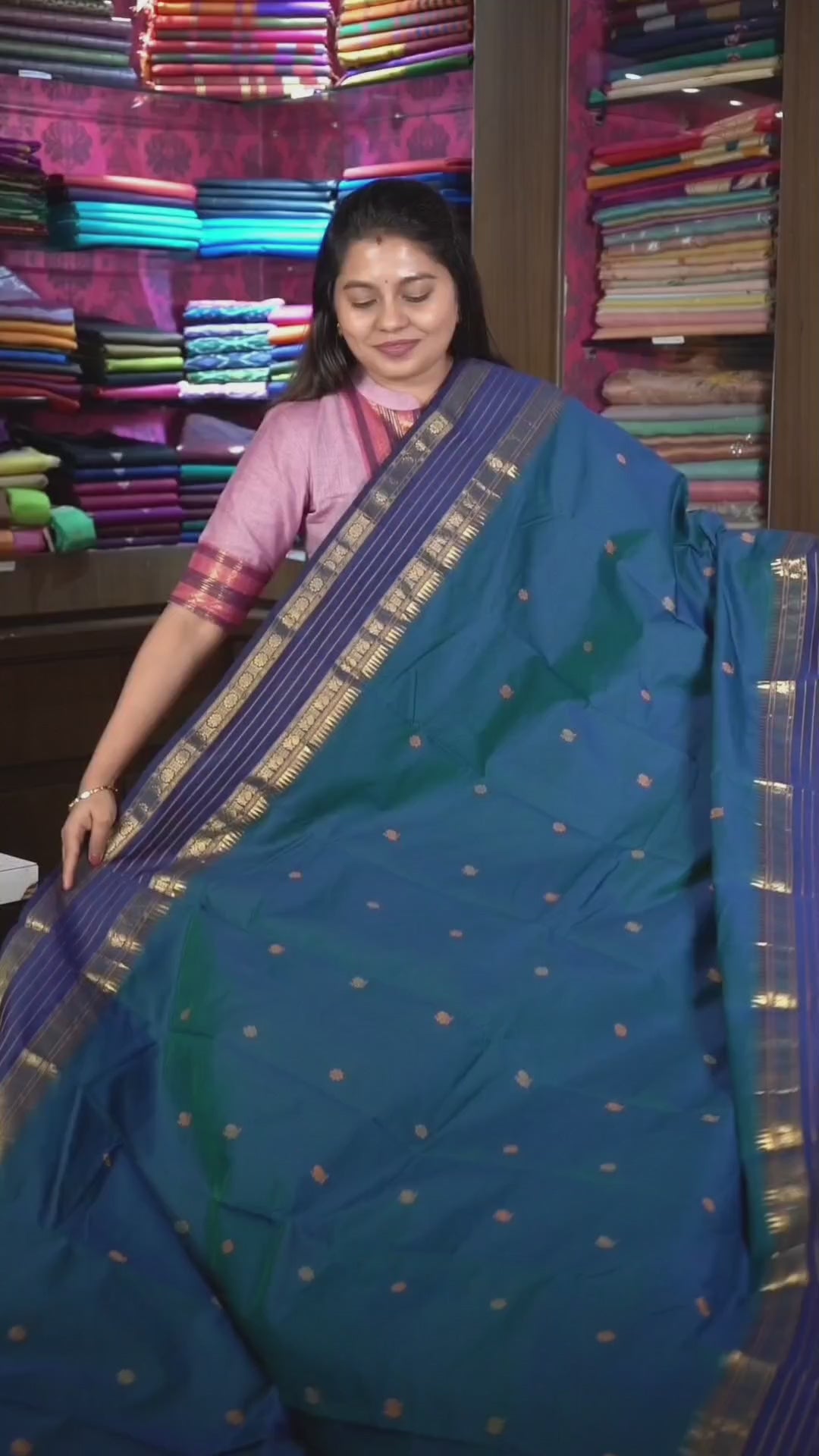 Mayil Kazhuthu Blue Budget Silk Cotton Saree