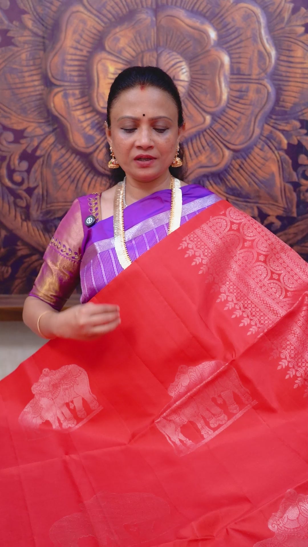 Tomato Red Pure Soft Silk Saree