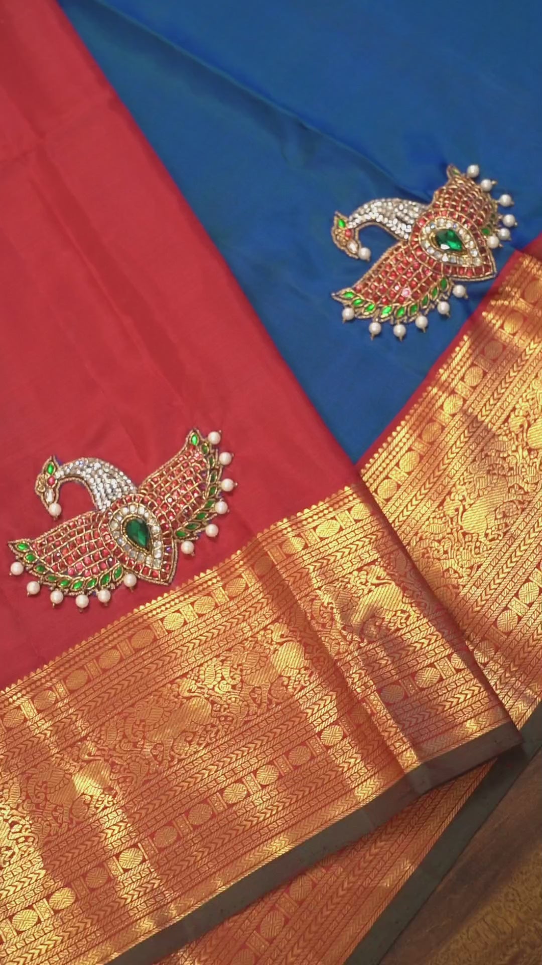Peacock Blue Mayapakshi Designer Pure Kanchivaram Silk Saree
