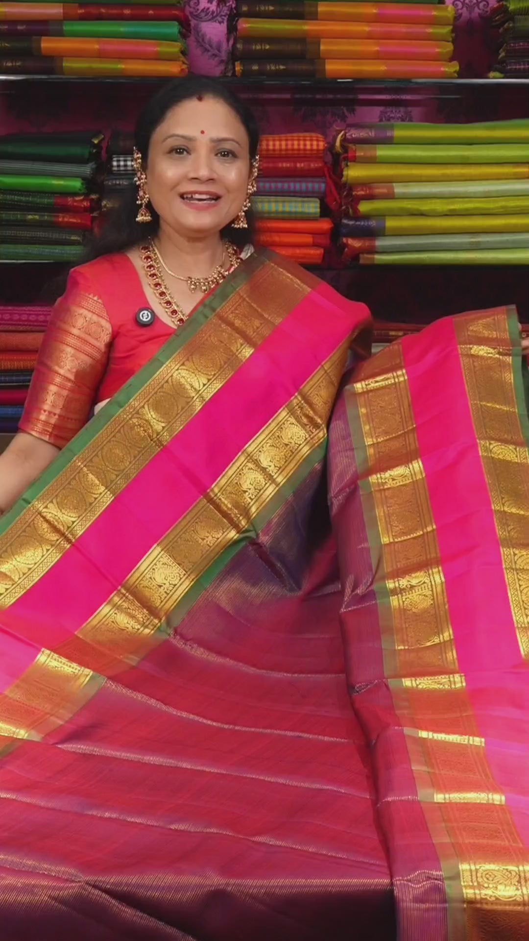 Marooon With Rani Pink Pure Kanchivaram Silk Saree