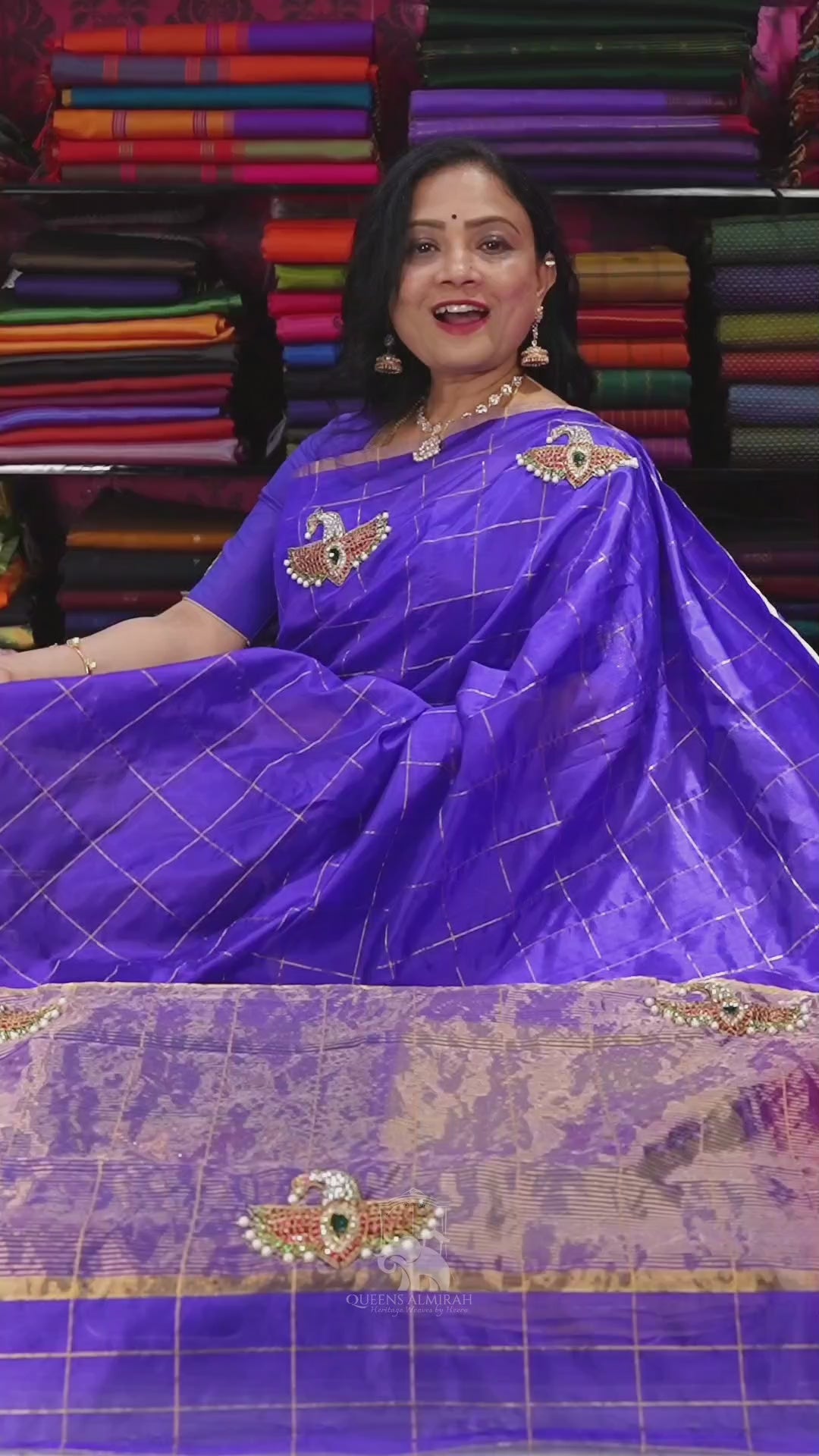 Ms Blue Maya Pakshi Designer Pure Chanderi Silk Saree