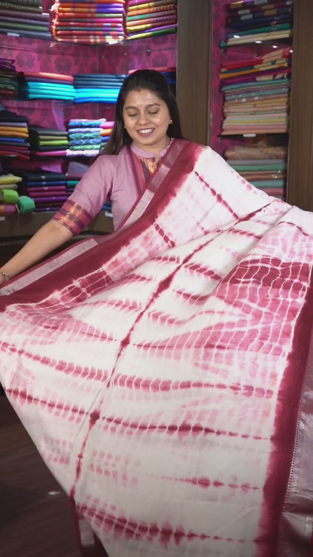 Purple With White Shibori Mangalgiri Saree