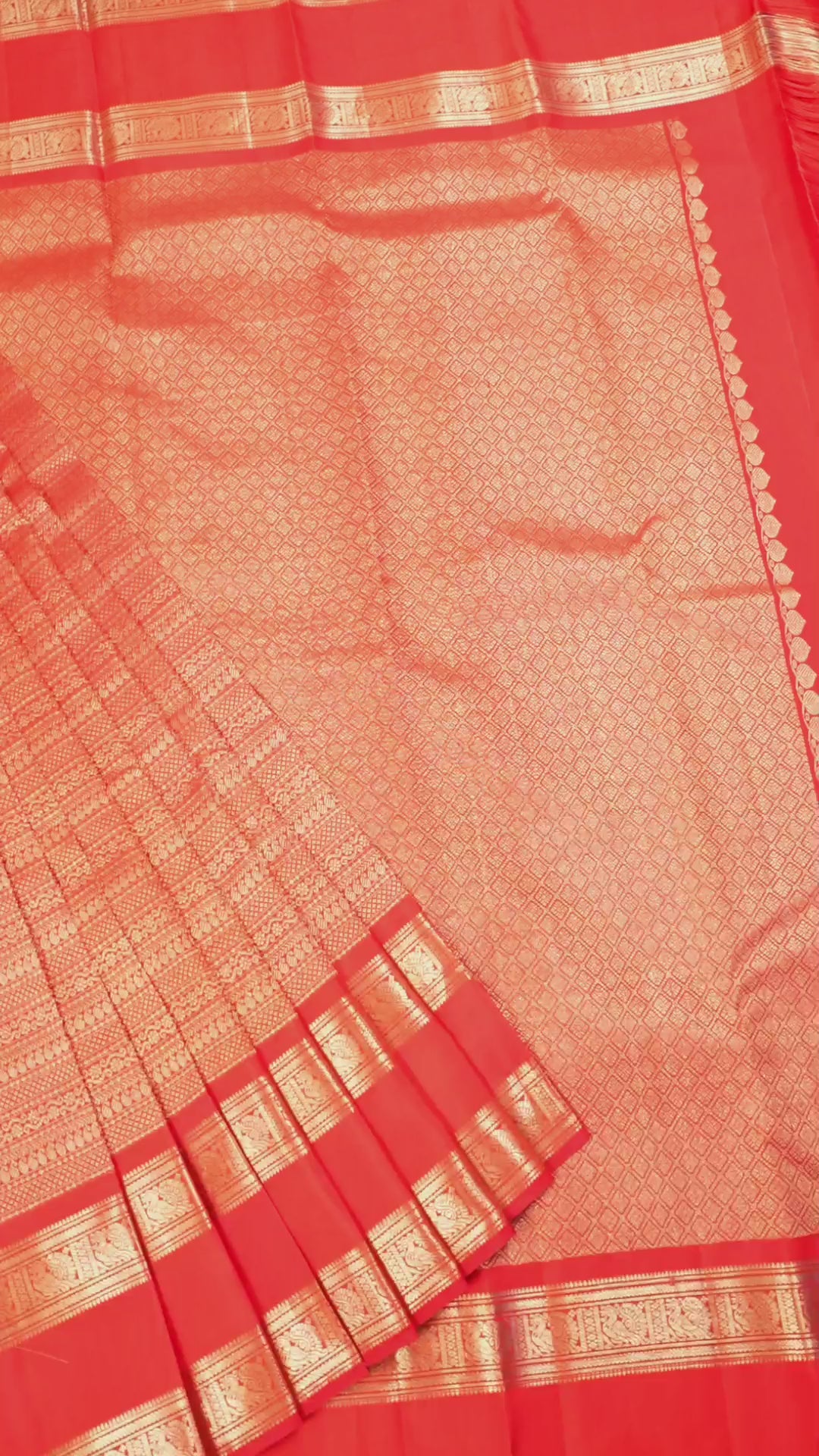 Tomato Red Pure Kanchivaram Silk Saree