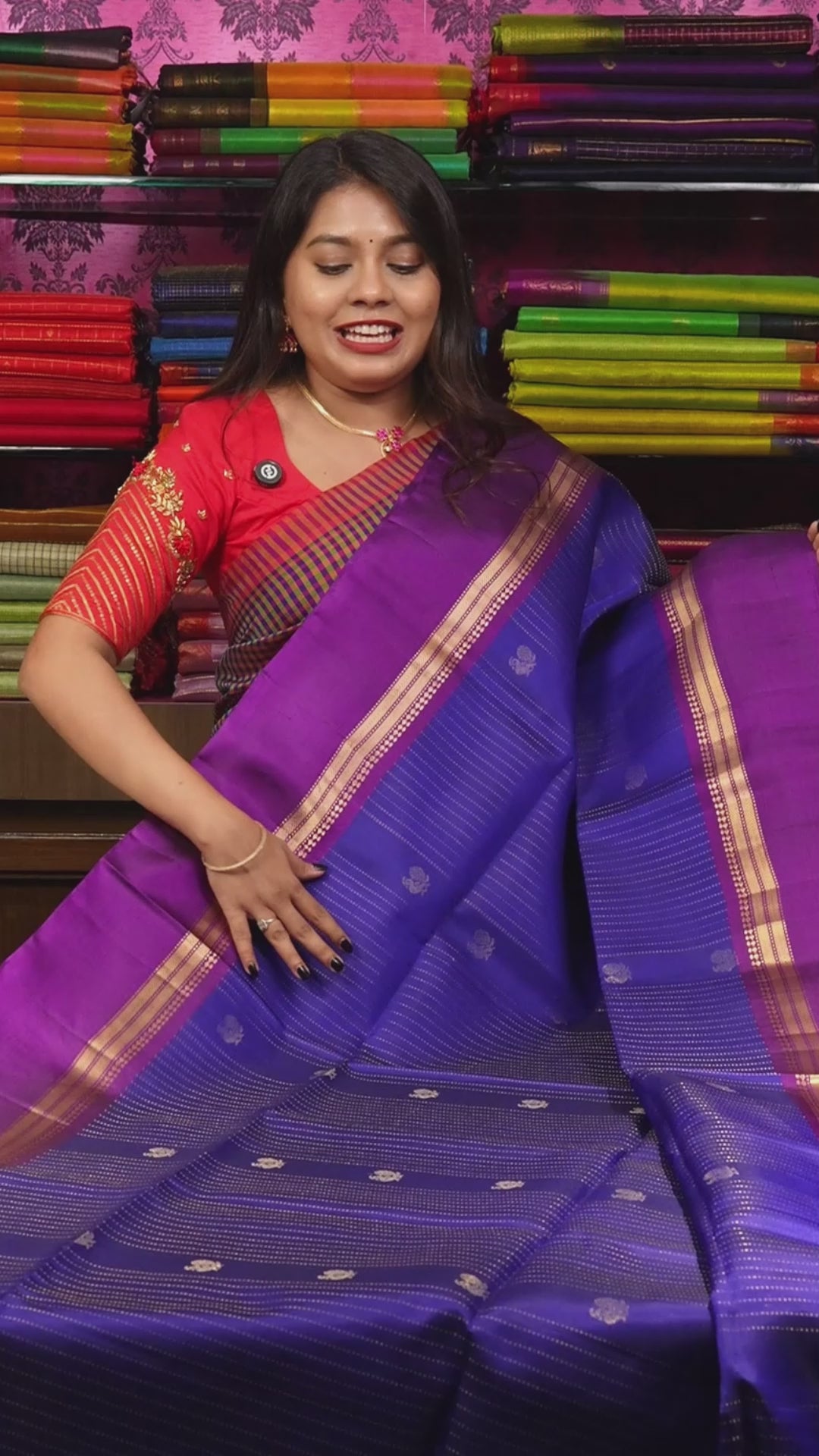 Violet With Purple Pure Soft Silk Saree