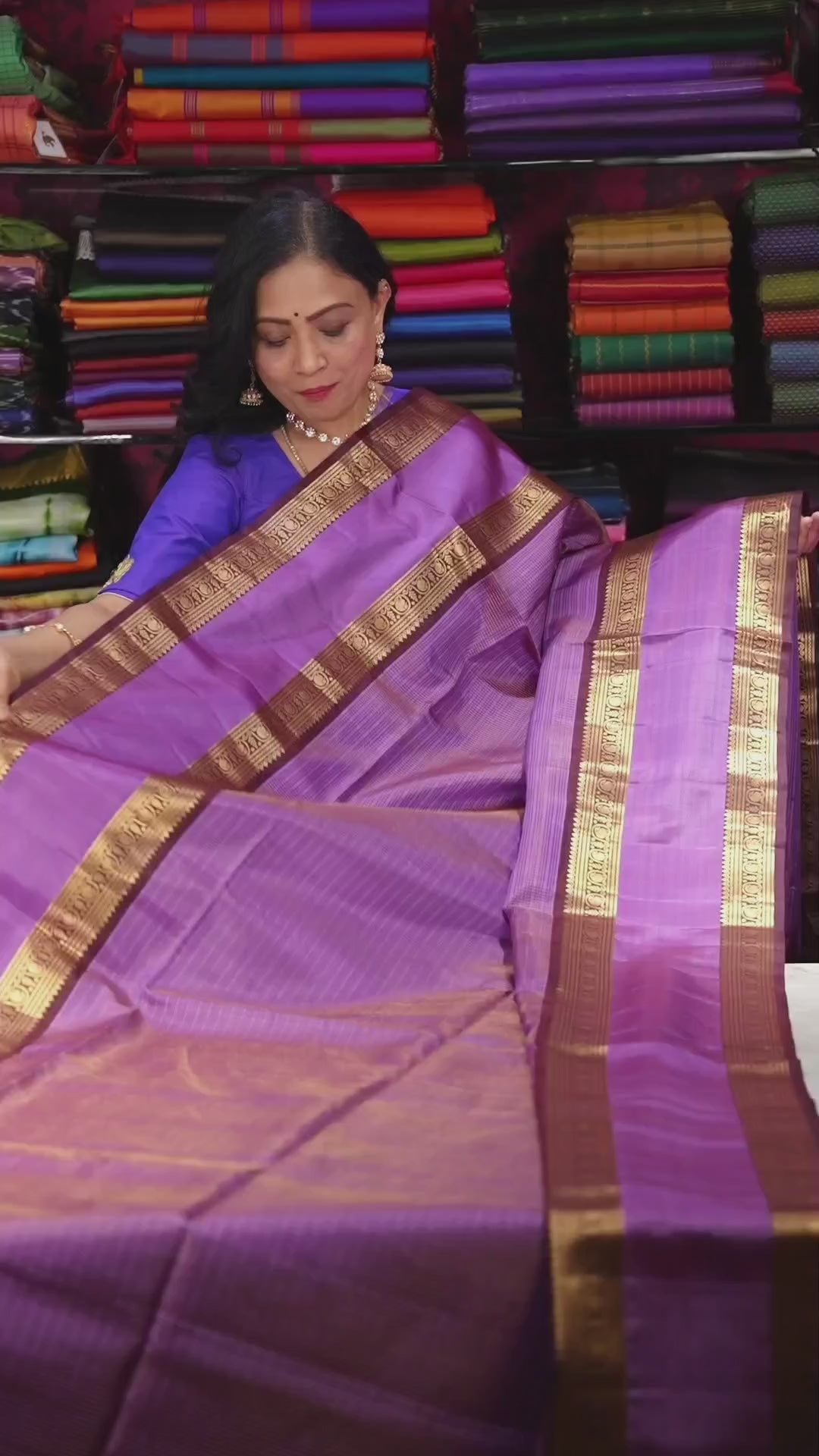 Lavender With Maroon Rettapet Border Payadi Pure Soft Silk Saree