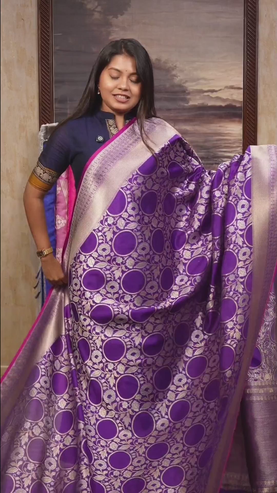 Violet Banarasi Soft Silk Saree