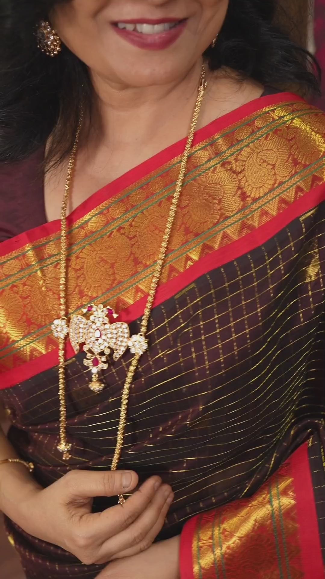 Coffe Powder Brown With Red Pure Silk Cotton Saree