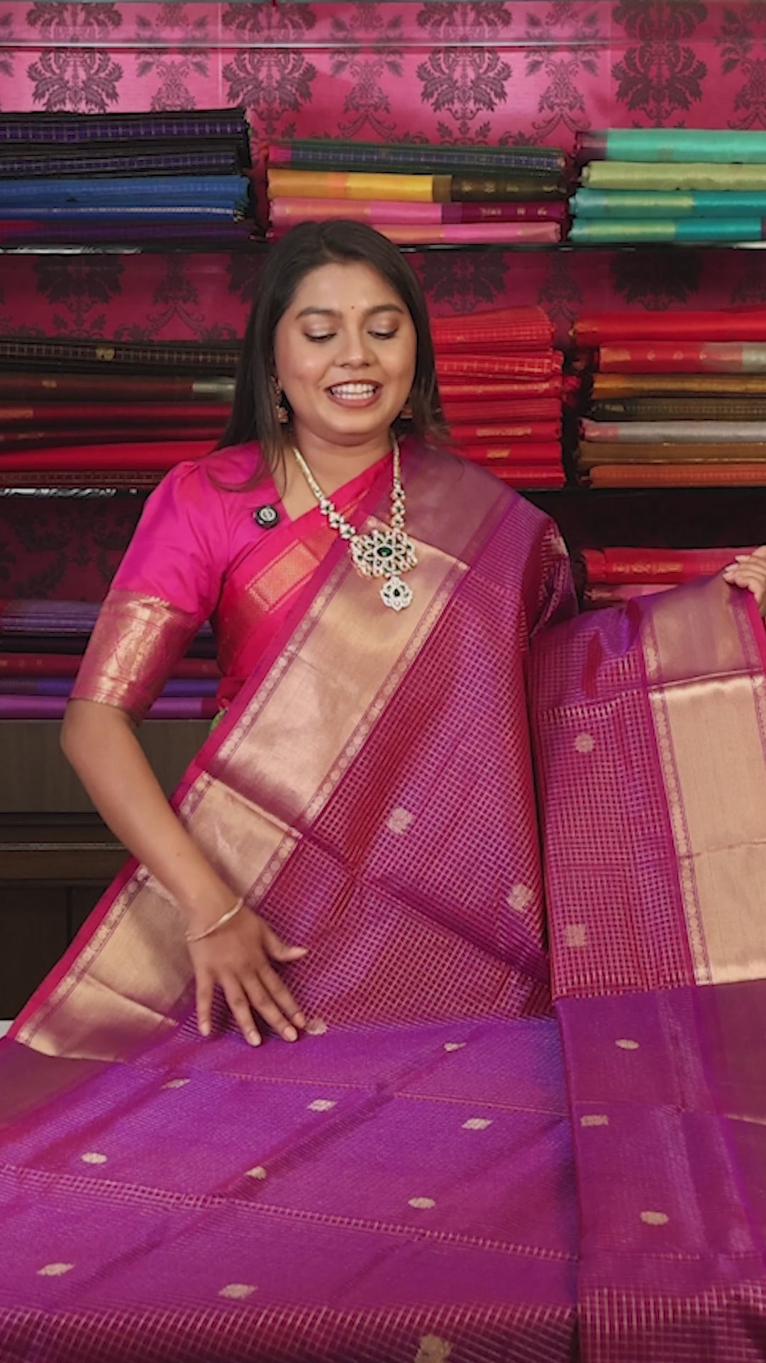 Magenta Pink Chettinad Silk Cotton Saree