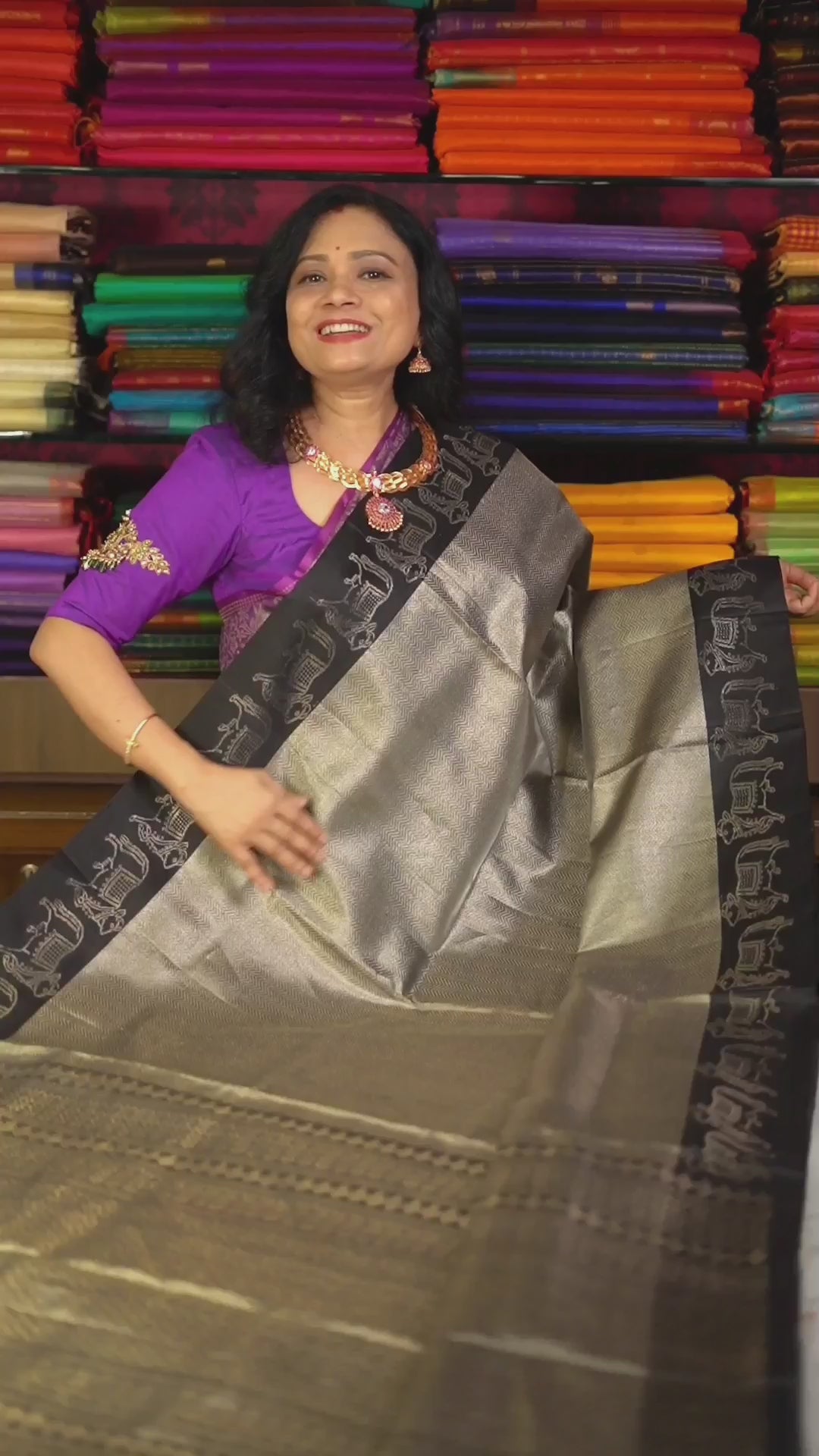Black With Nandi BOrder Jamindharani Tissue Soft Silk Saree