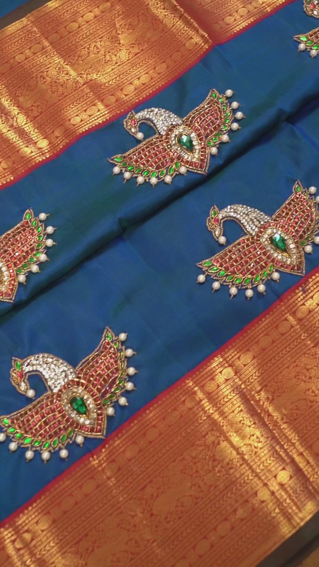 Peacock Blue Mayapakshi Designer Pure Kanchivaram Silk Saree