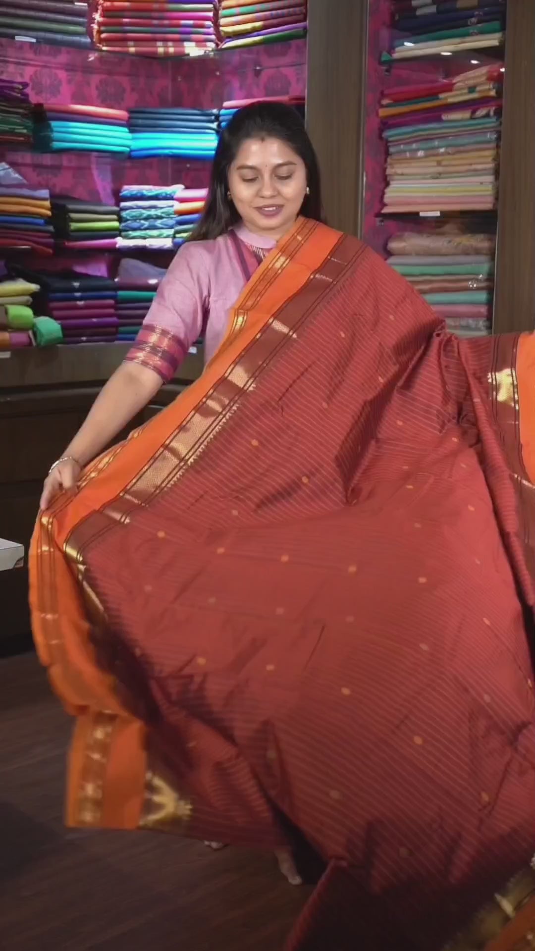 Maroon With Orange Budget Silk Cotton Saree