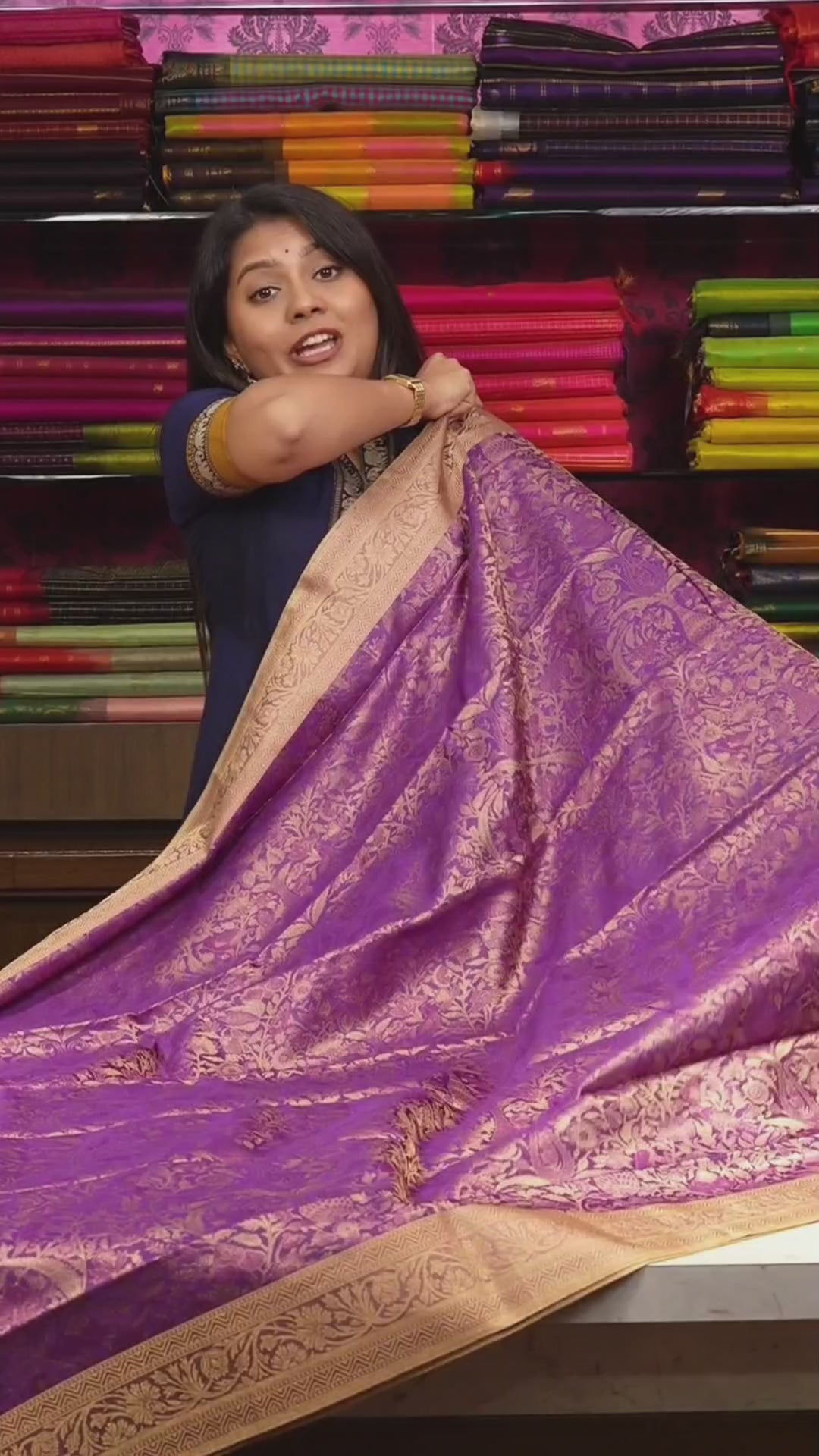 Purple  Pashmina Silk Saree
