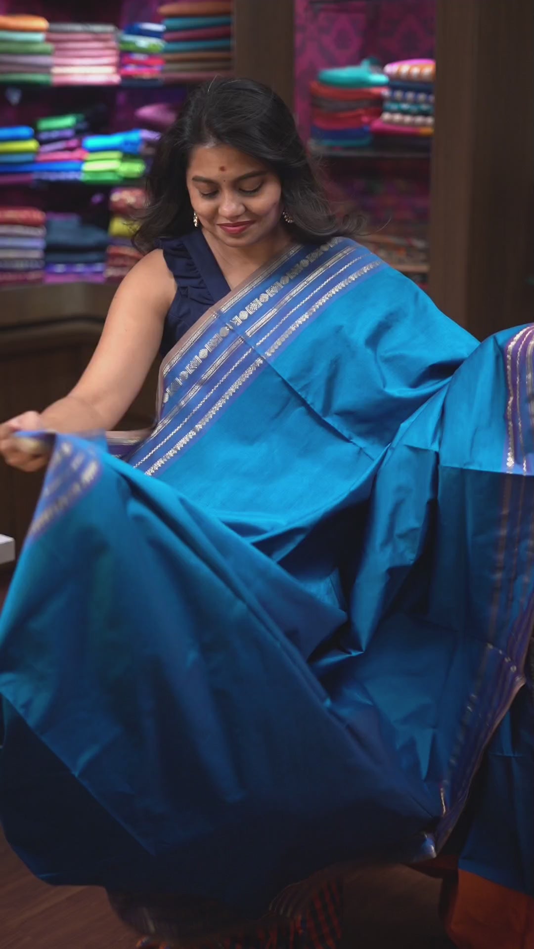 Blue Semi Silk Cotton Saree